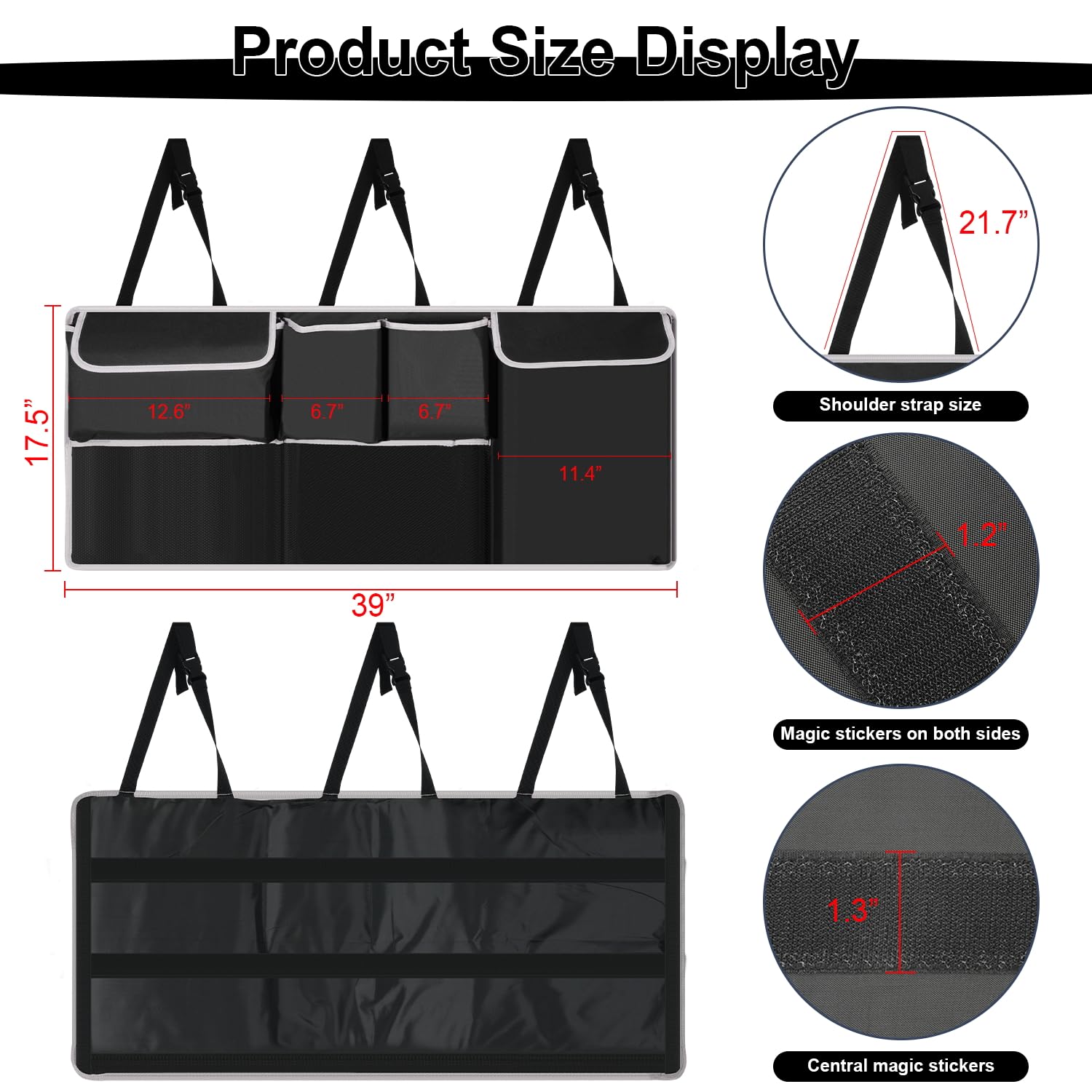 Uyye Trunk Hanging Organizer,Backseat Bag, Car Interior Accessories With 4 Pockets & 2 Mesh Pouches For Groceries, Will Provides