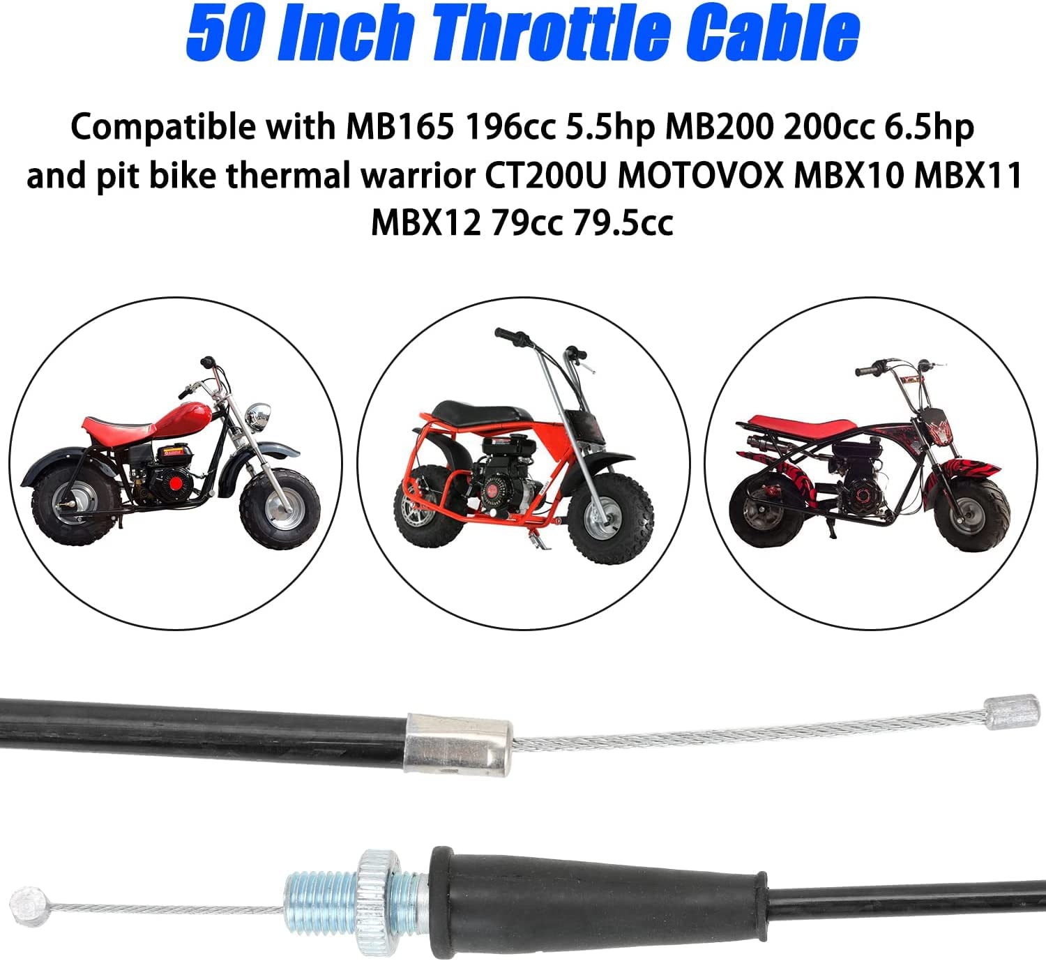 EVSOFMLF 7/8'' 22mm Twist Throttle Cable Handle Kit for 50 90 110 125 196 212cc Pit Bike Dirtbike Set with ON/Off Switch Button