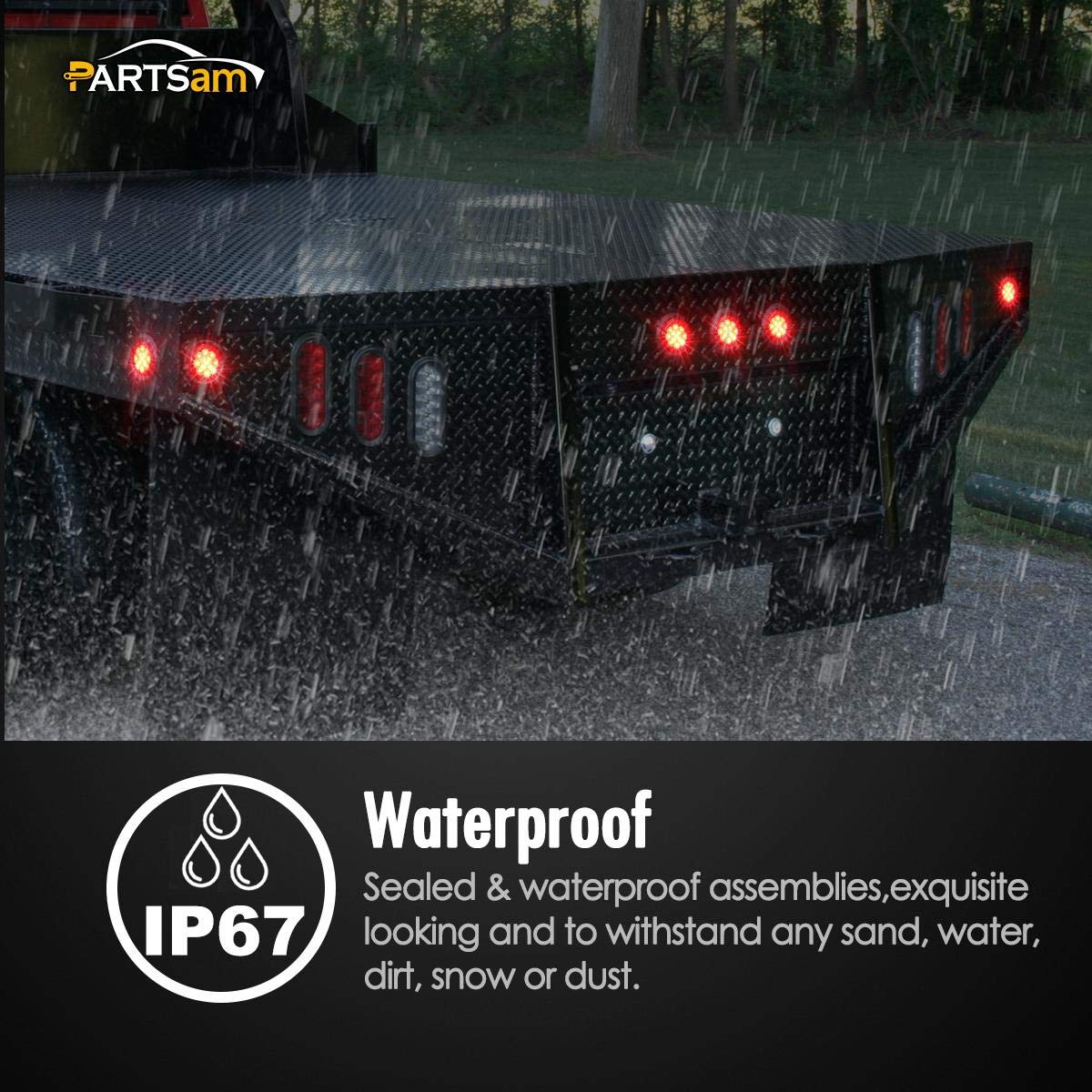 Partsam 10Pcs 2.5'' Round Red 13Led Side Marker Clearance Lights With Light Grommet And Wire Pigtail For Trailer Truck Rv, Flush