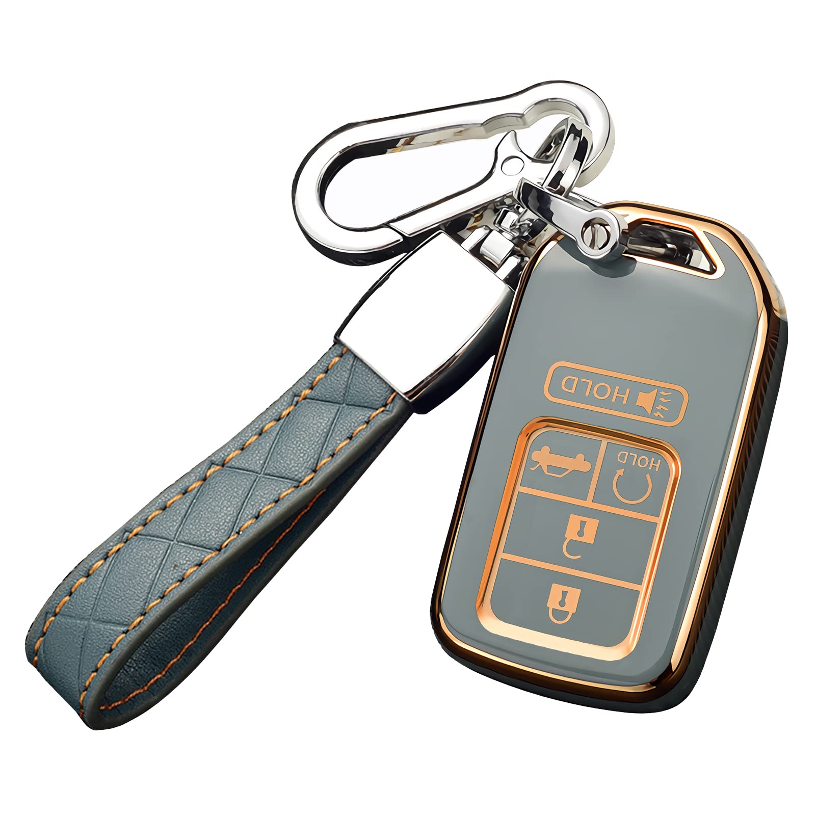 Cacacar Key Fob Cover 2016-2022 For Honda With Keychain, Premium Soft Tpu Full Protection Key Fob Case For Honda Accord Civic Cr
