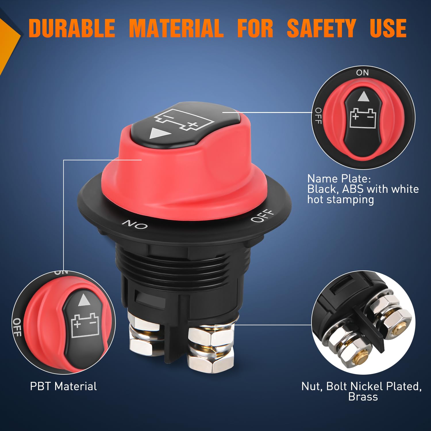 Nilight Battery Disconnect Switch 100A Master Disconnect Isolator 12V-48V On Off Power Cutoff Switch Waterproof Heavy Duty For M