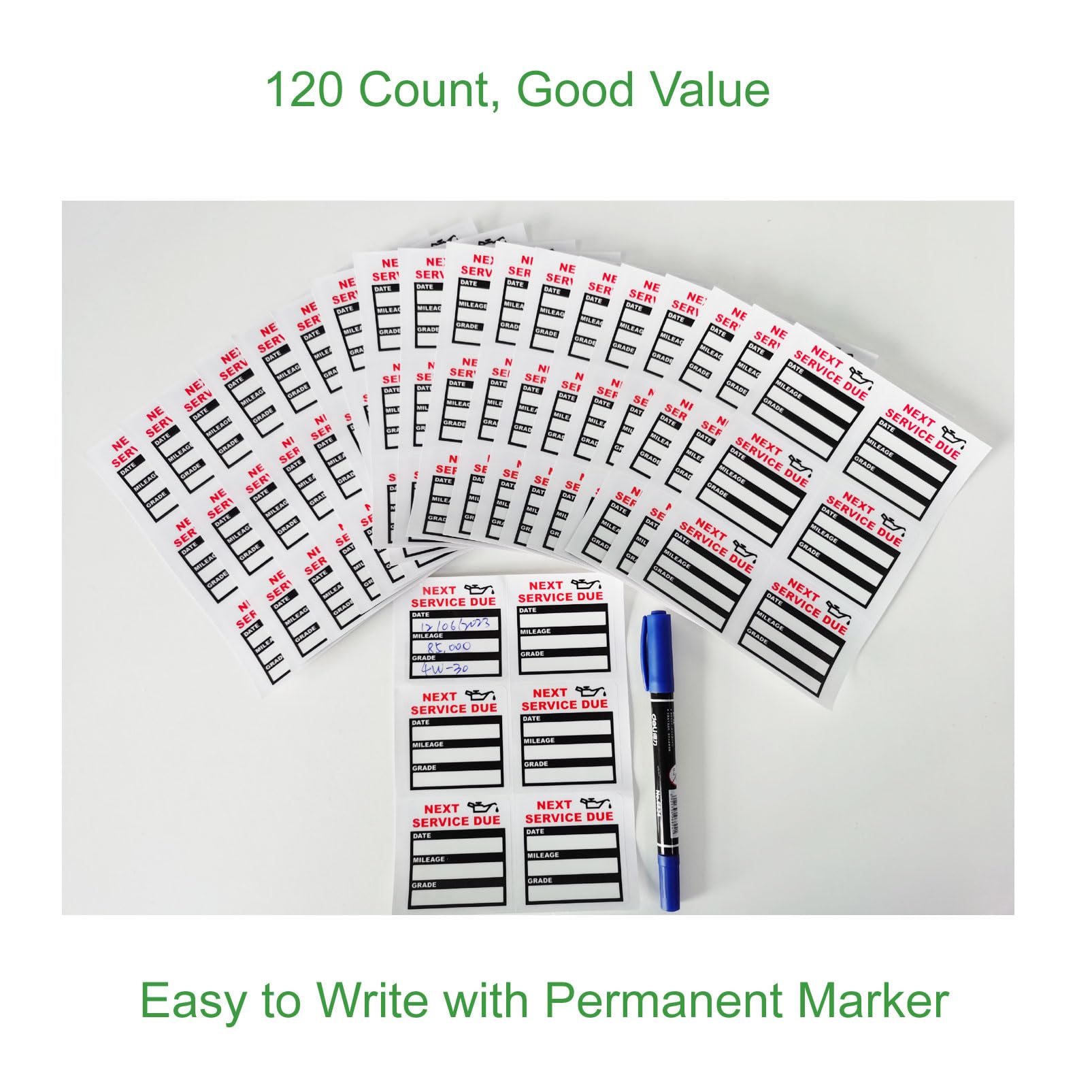 Jinch Oil Change Stickers Static Cling, 120Pcs 2X2 Inches Oil Change Reminder Sticker For Windshield With No Residue, Clear Next