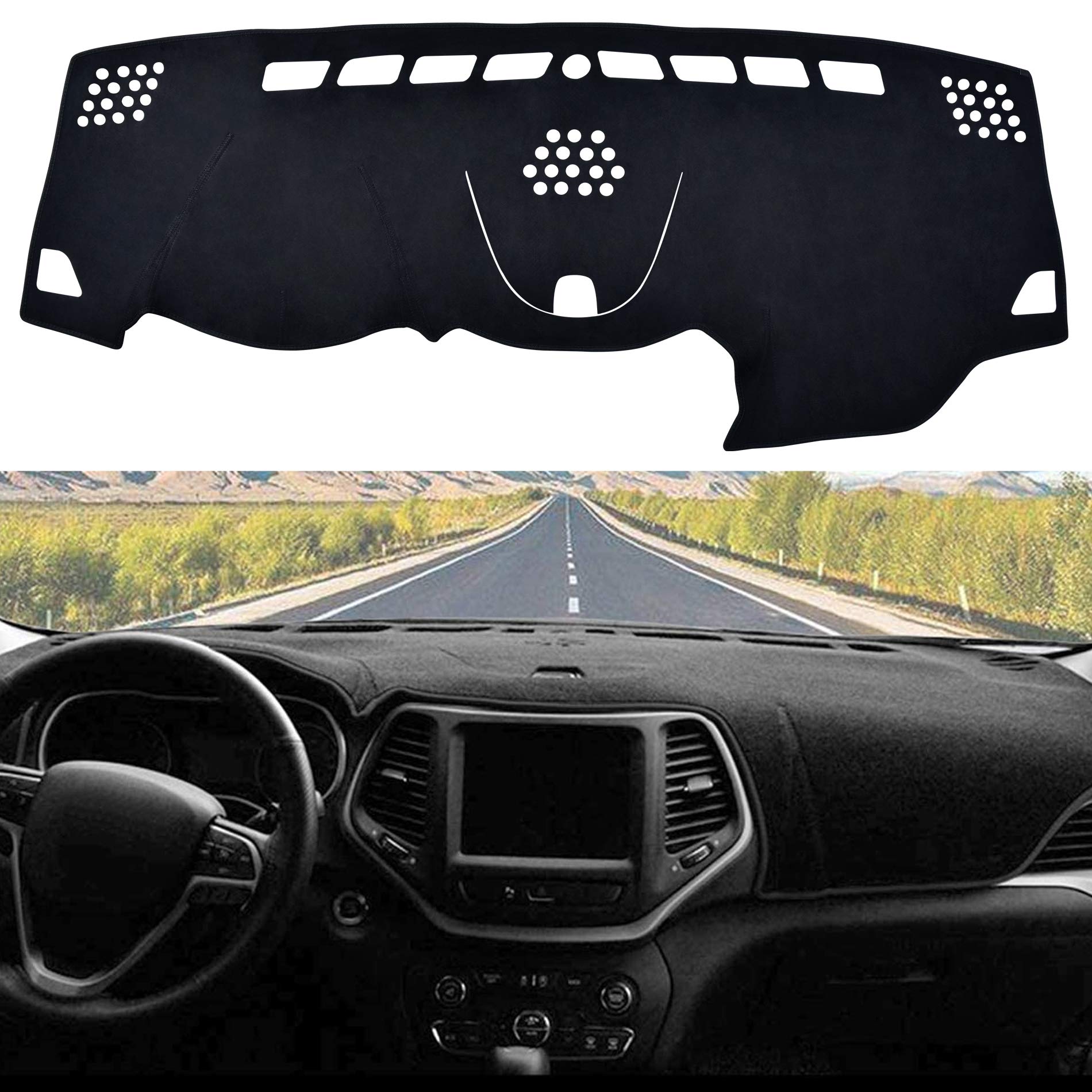 Speedwow Dashboard Dash Board Cover Mat Carpet Compatible With 2014-2021 Jeep Cherokee