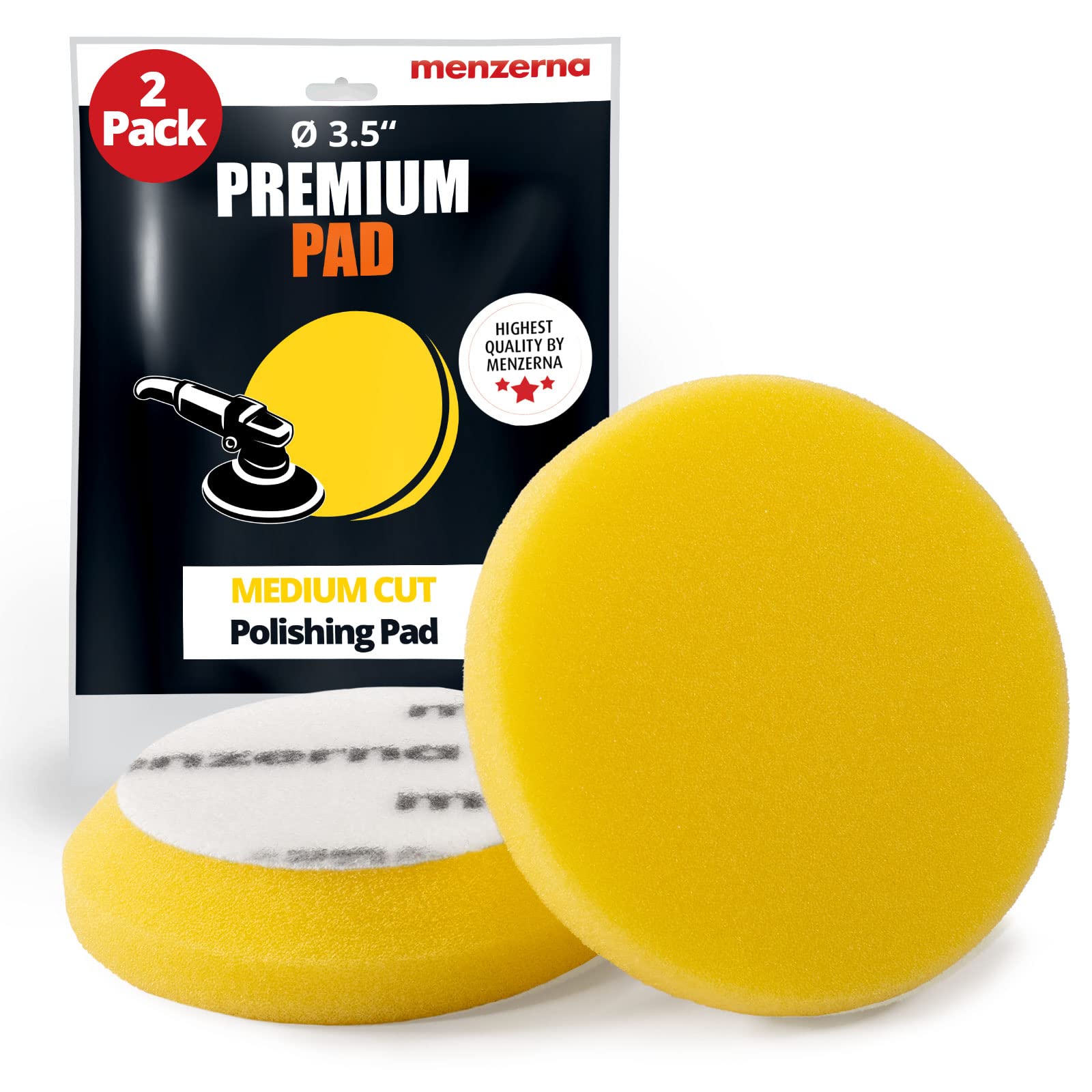 menzerna 3.5 Inch 2X Premium Polishing Pads Medium Cut for Medium Fine Polishing I Body Repair & Detailing Pads with Safety Edge