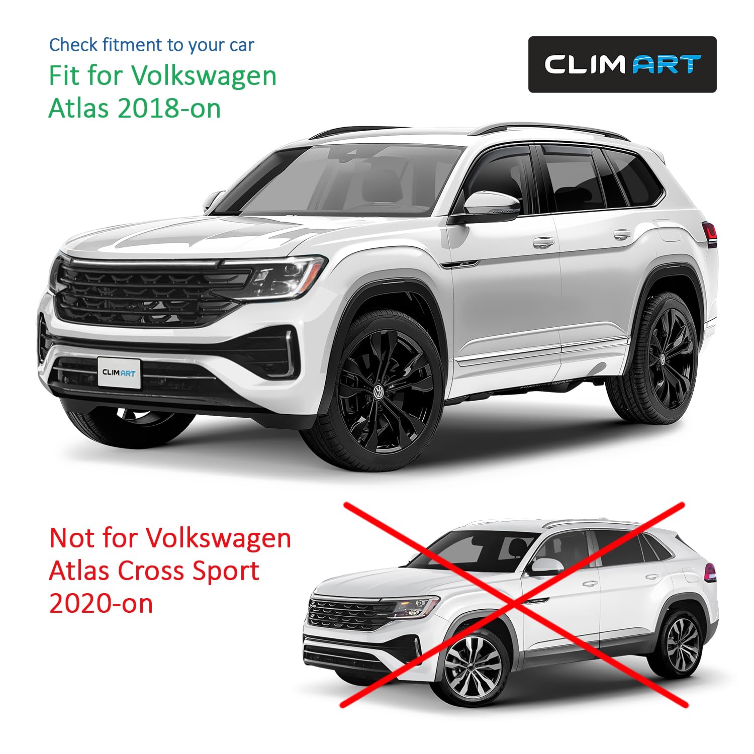 Clim Art In-Channel Incredibly Durable Rain Guards For Volkswagen (Vw) Atlas 2018-2025, Original Window Deflectors, Vent Window
