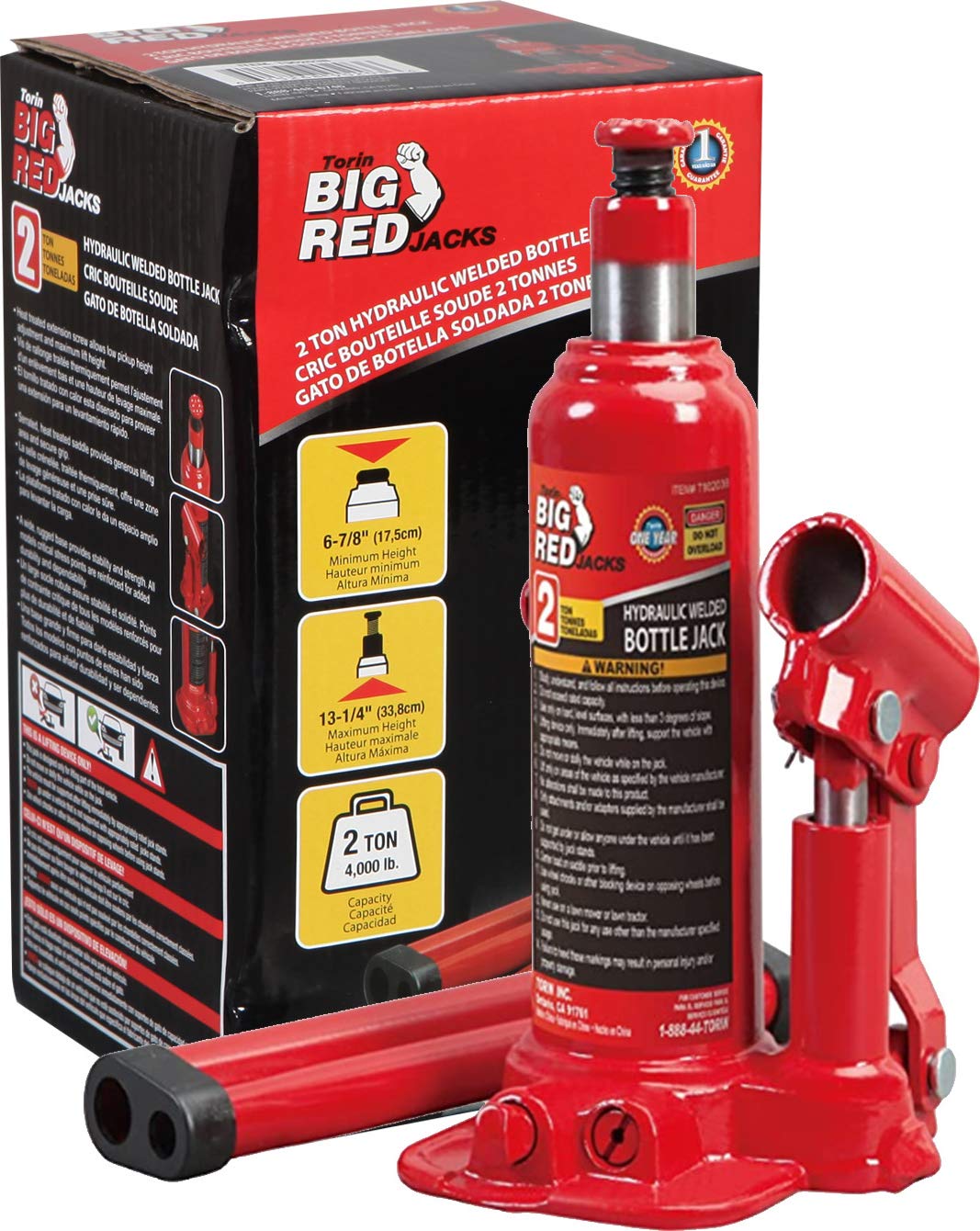 Big Red 2 Ton (4,000 Lbs) Capacity Hydraulic Welded Bottle Jack, Tam90203B