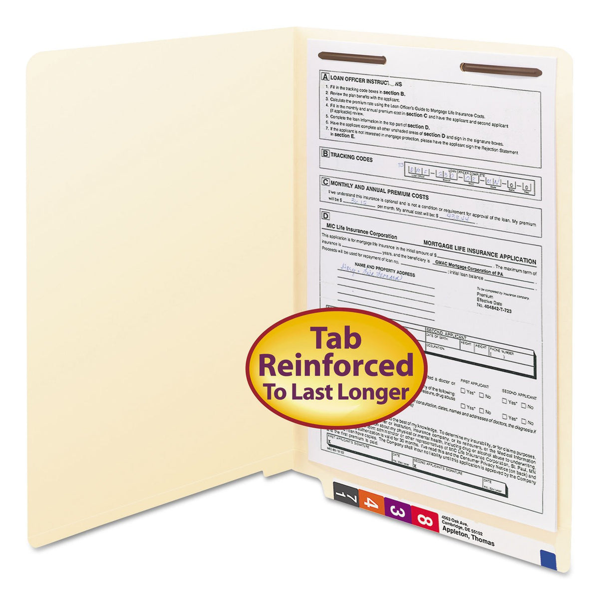 Smead 37110 Heavyweight Folders One Fastener End Tab Legal 11 Point Manila 50/Box