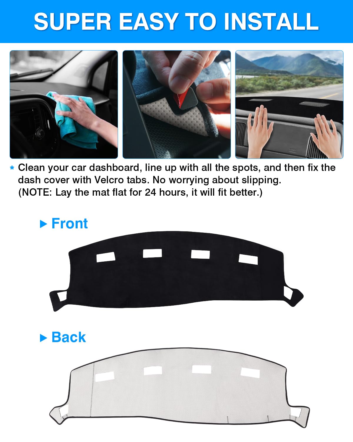 Autorder Dashboard Cover Mat For 2002-2005 Dodge Ram 1500 & 2003-2005 2500/3500 Accessories Dash Cover Flannel Dash Mat Sunshade