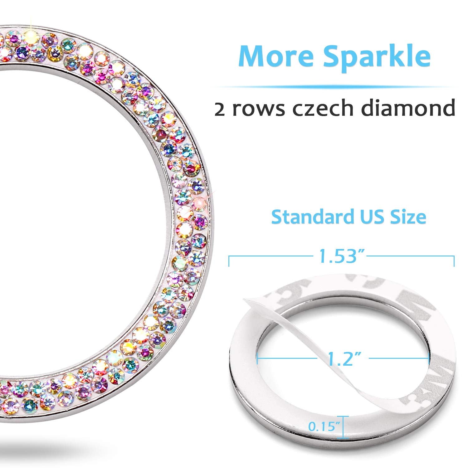Tobequeen Crystal Ring Sticker Multicolor Bling Ring Car Decal Start Engine Ignition Button For Women Girl Rhinestone Bling Car