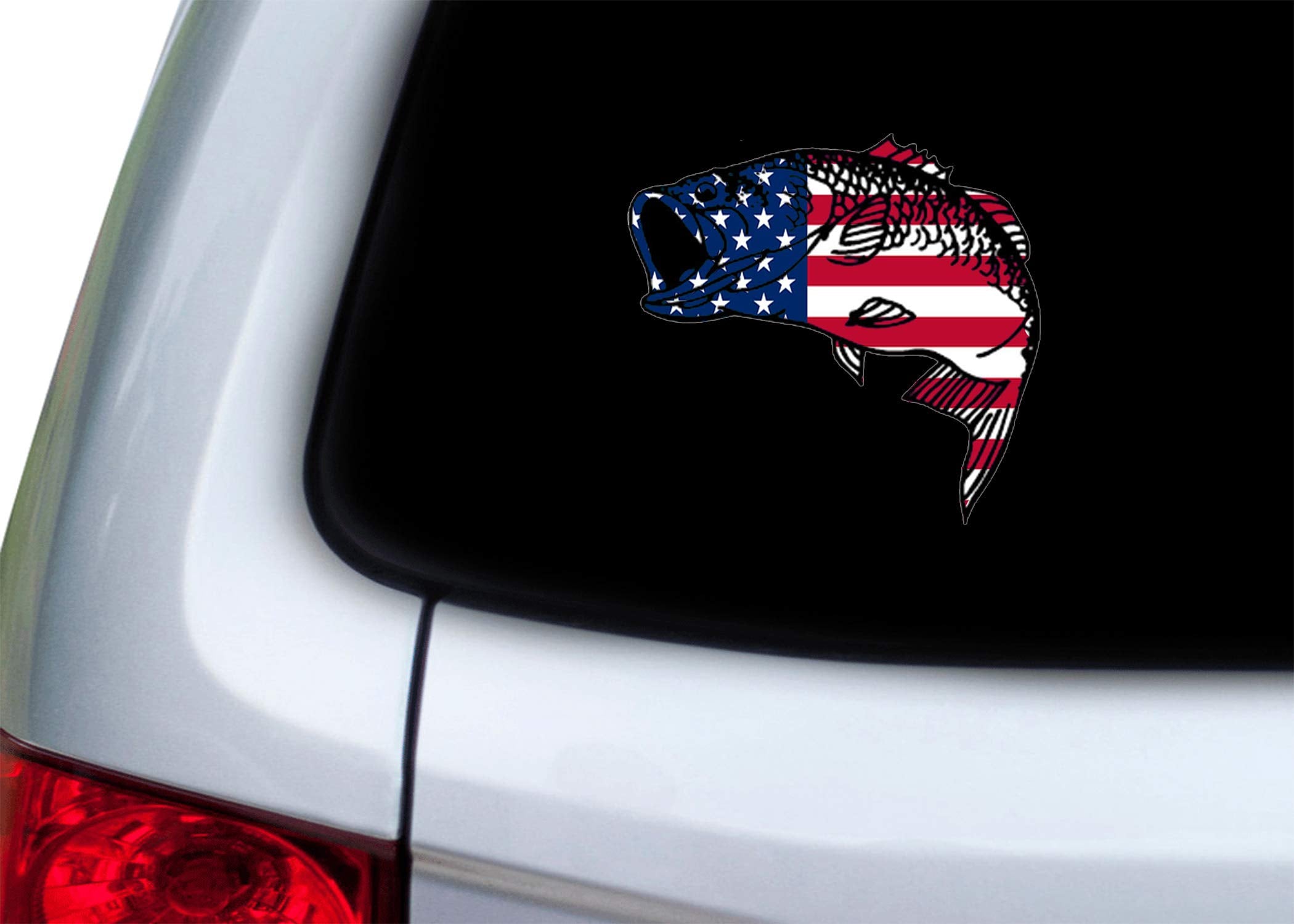 Rogue River Tactical Bass Fish Usa Flag Sticker Decal Fishing Bumper Sticker Fish Patriotic United Auto Decal Car Truck Boat Rv