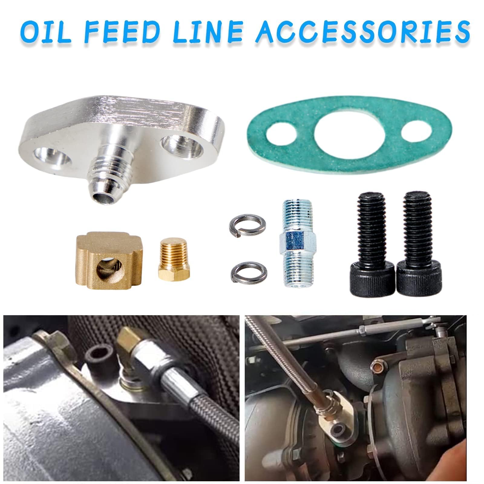 YESHMA Turbocharger Oil Feed and Drain Return Line Kit for T3 T4 GT35 T70 T66 T61 T60 T04E T04 GT32 GT40 GT42 GT4088R GT4049R GT