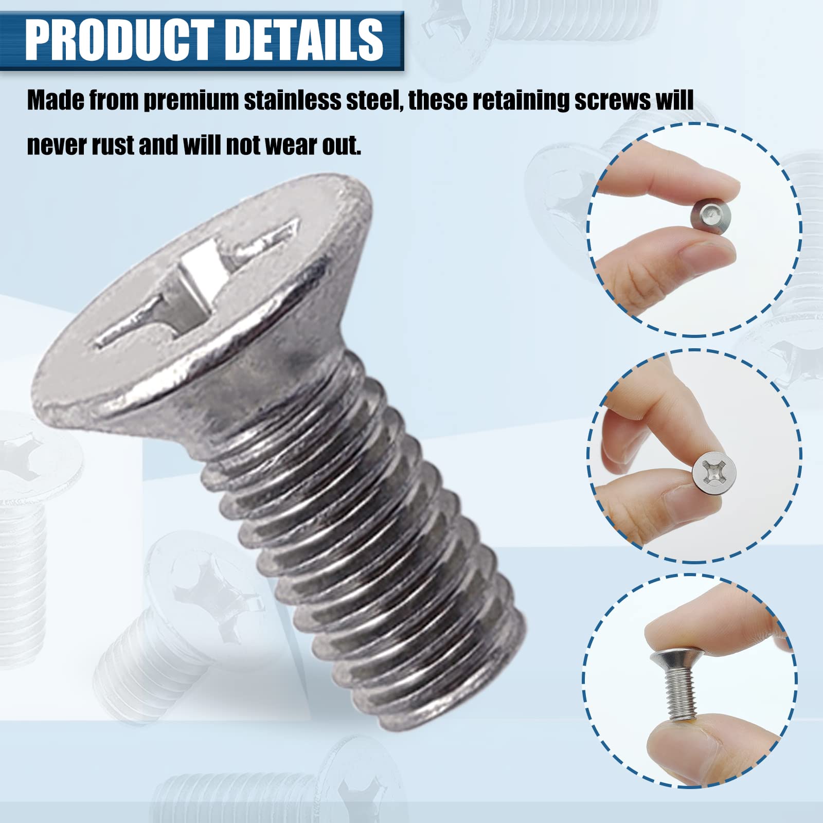 8Pack Stainless Steel Brake Disc Rotor Screws, Stainless Steel Retaining Screws for Front and Rear by Mission Automotive, Compat