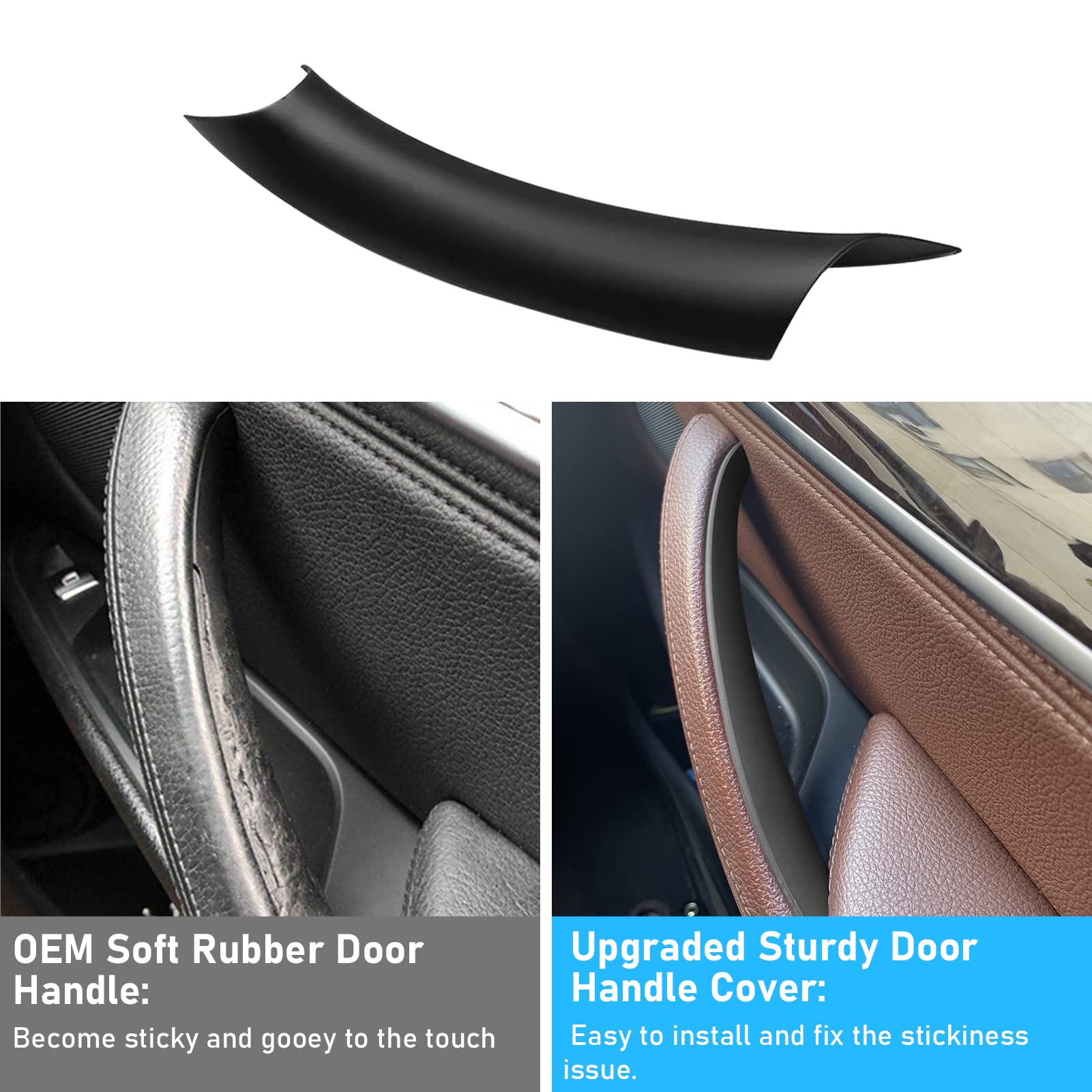 Jaronx 3PCS Black Door Handle Covers for BMW X5 F15 (2014-2018) & X6 F16 (2015-2018) - Left & Right Side Interior