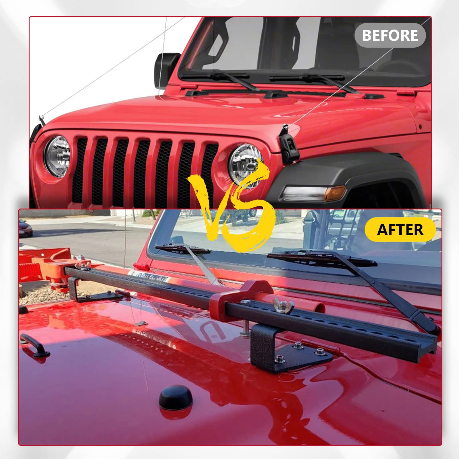 ALAVENTE High Lift Jack Mount Hinge Mounting Hood Bracket for Jeep Wrangler CJ 1944-1986 / YJ 1987-1995 / TJ 1997-2006 (Pair, Black)