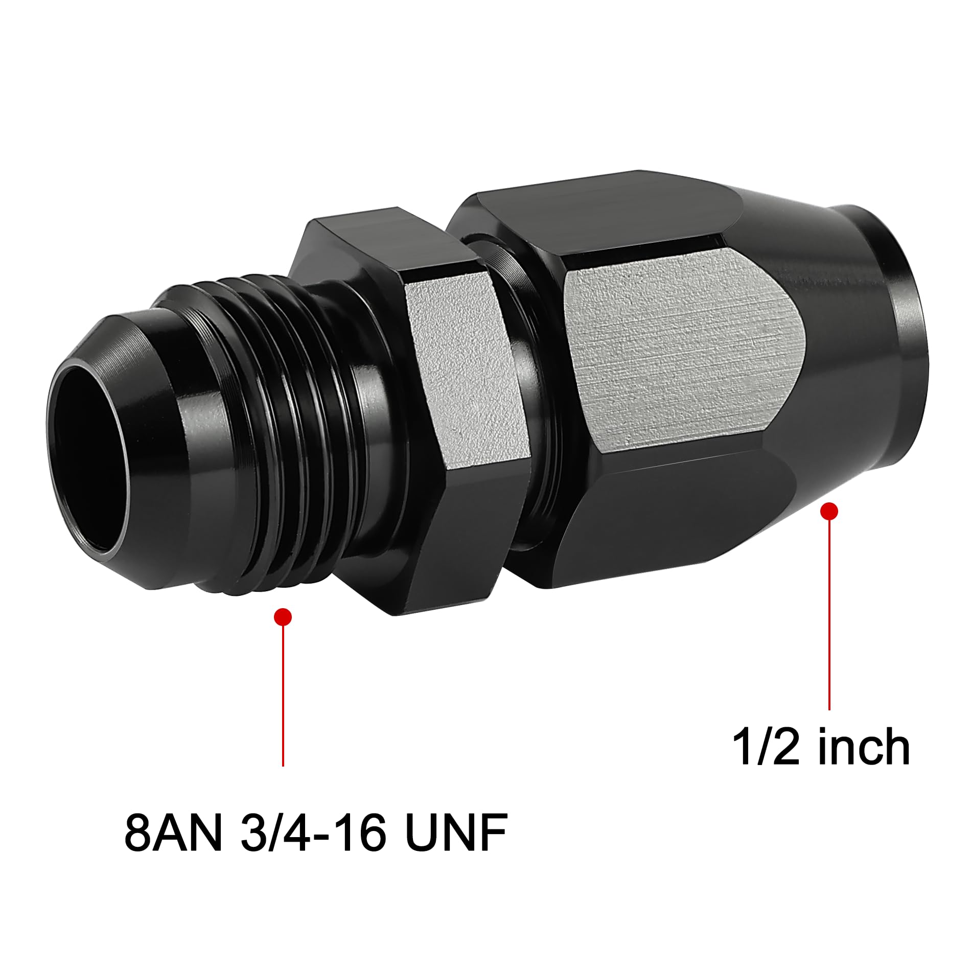 Evil Energy 8An Male To 1/2'' Hardline Compression Fitting Adapter Aluminum Black 2Pcs