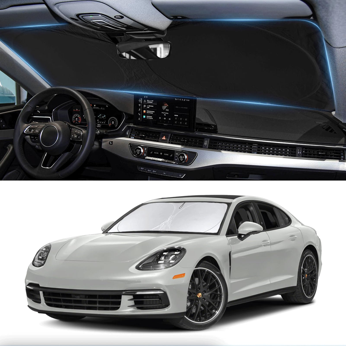 Sunshade For 2017-2023 2024 2025 Porsche Panamera Accessories Front Window Sun Shades Shield Cover For Windshield Foldable 210T