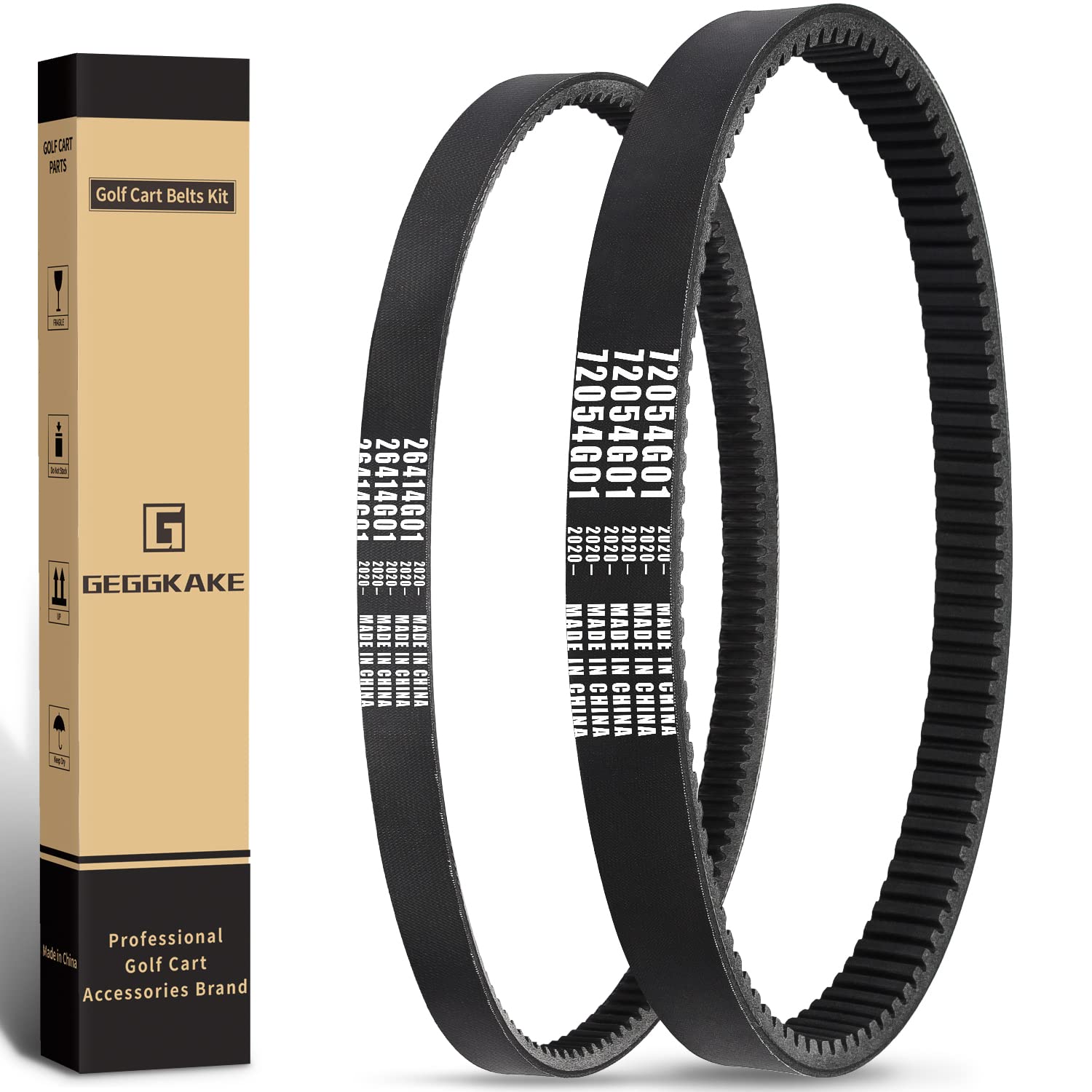 Geggkake Ezgo Drive Belt & Starter Generator Belt Kits, Fits 4 Cycle 1994-Up Ezgo Txt/Medalist Gas Golf Cart, Oem# 72054G01, 720