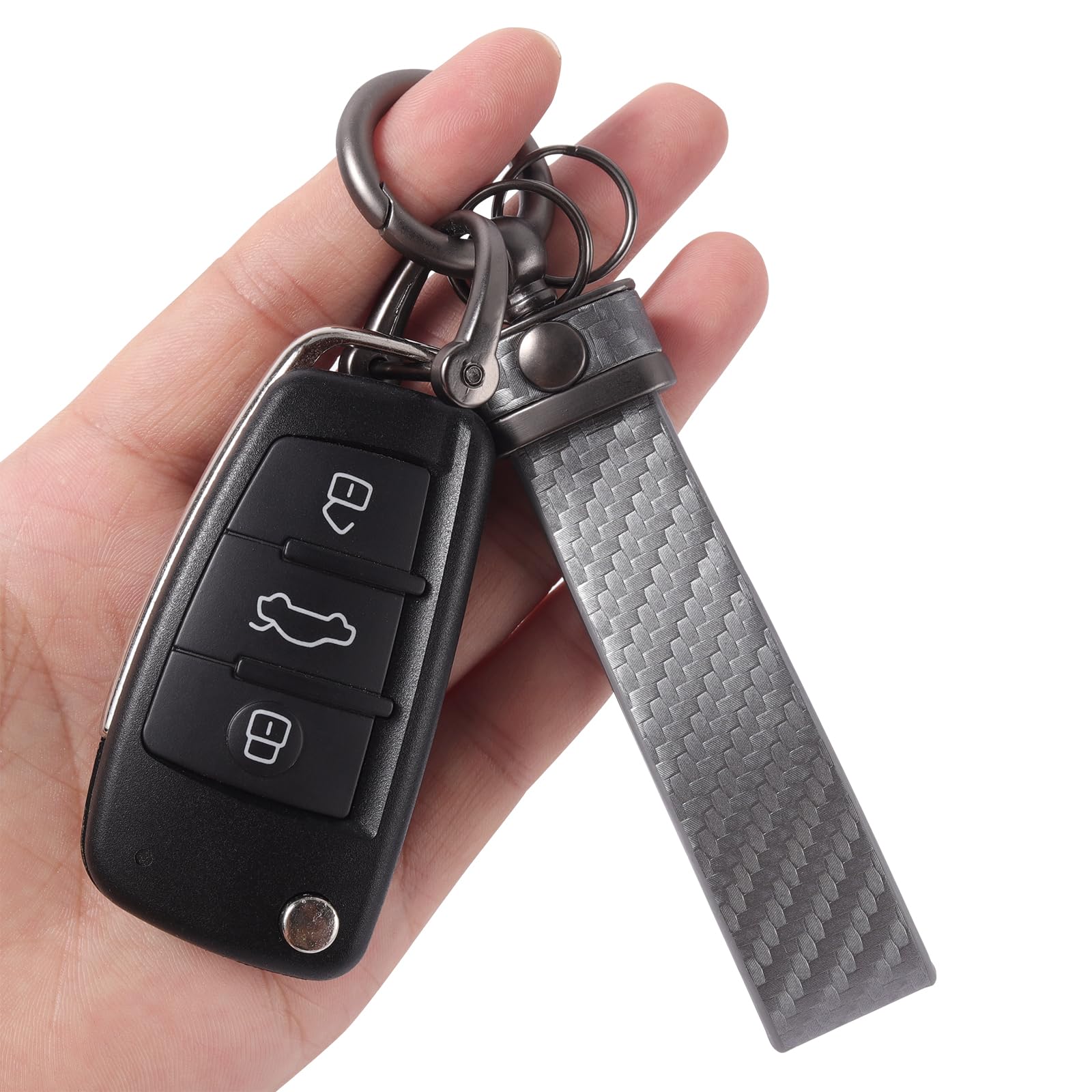 Dekewei Carbon Fiber Car Keychain Microfiber Leather Key Chain,Universal Car Key Holder For Men And Women,Car Key Fob With Anti-