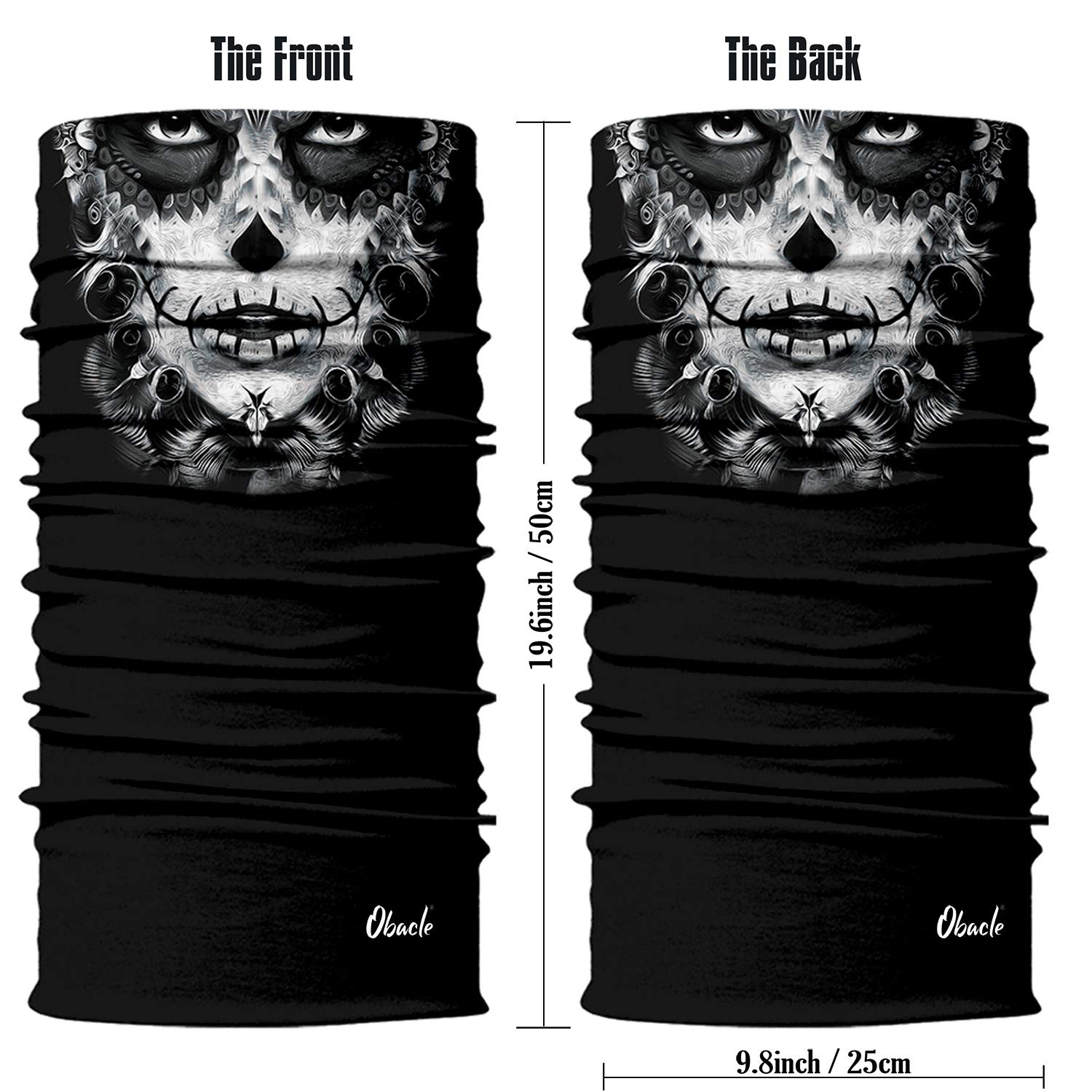 Obacle Skull Face Mask for Women Men Dust Wind Sun Protection Seamless Bandana Face Mask for Rave Festival Motorcycle Riding Bik