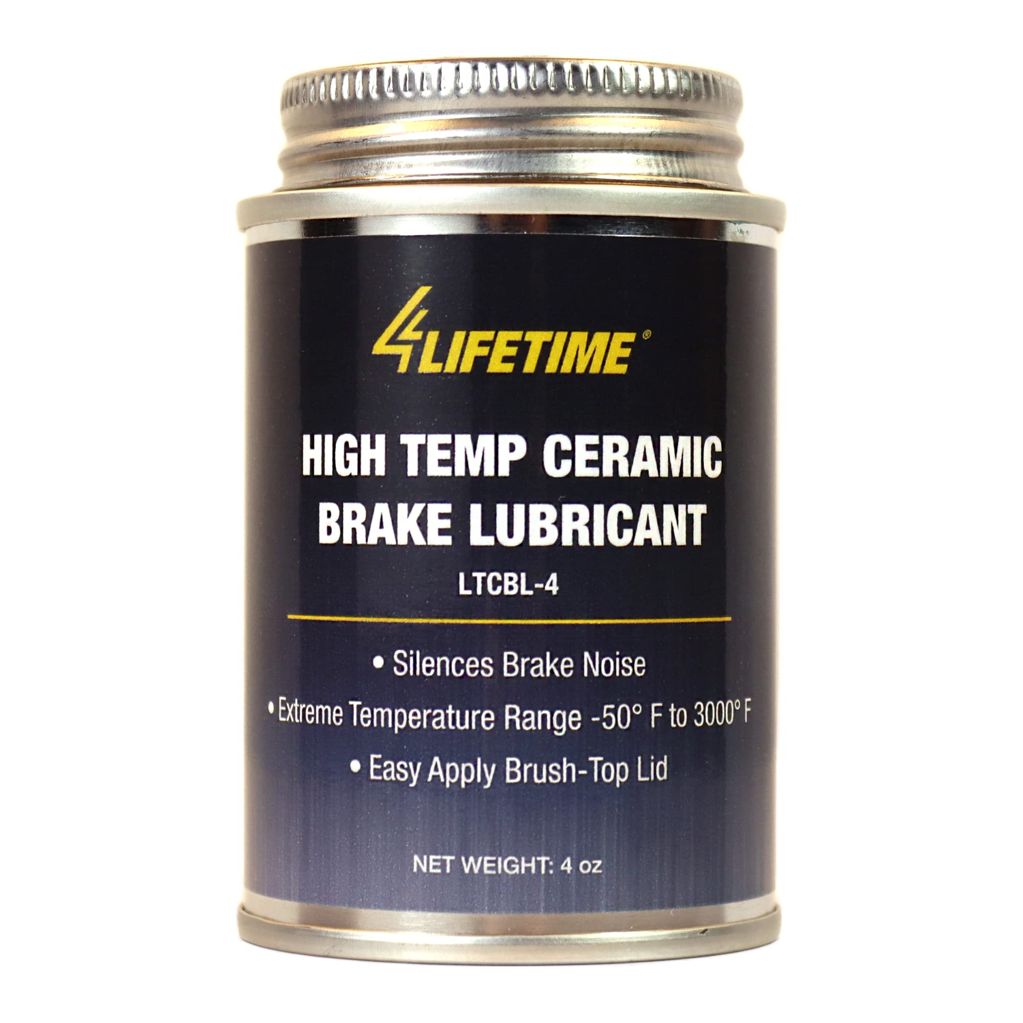 High Temp Ceramic Brake Lubricant - Superior Heat Resistance, Prevents Seizing, Stops Squeaking - Easy Application 4Oz Brush Top Can
