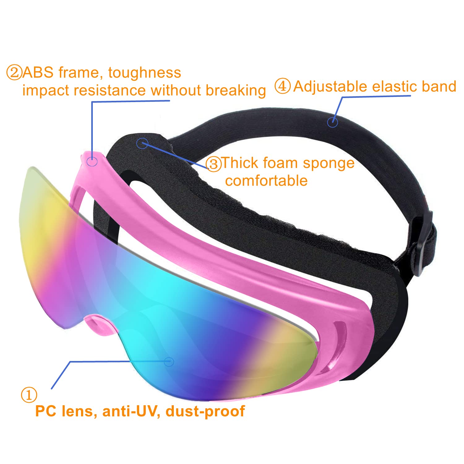 Ljdj Motorcycle Goggles,2 Pack Dirt Bike Atv Motocross Riding Hiking Protective With 2 Pack Neck Breathable Bandana Mask (Rose P