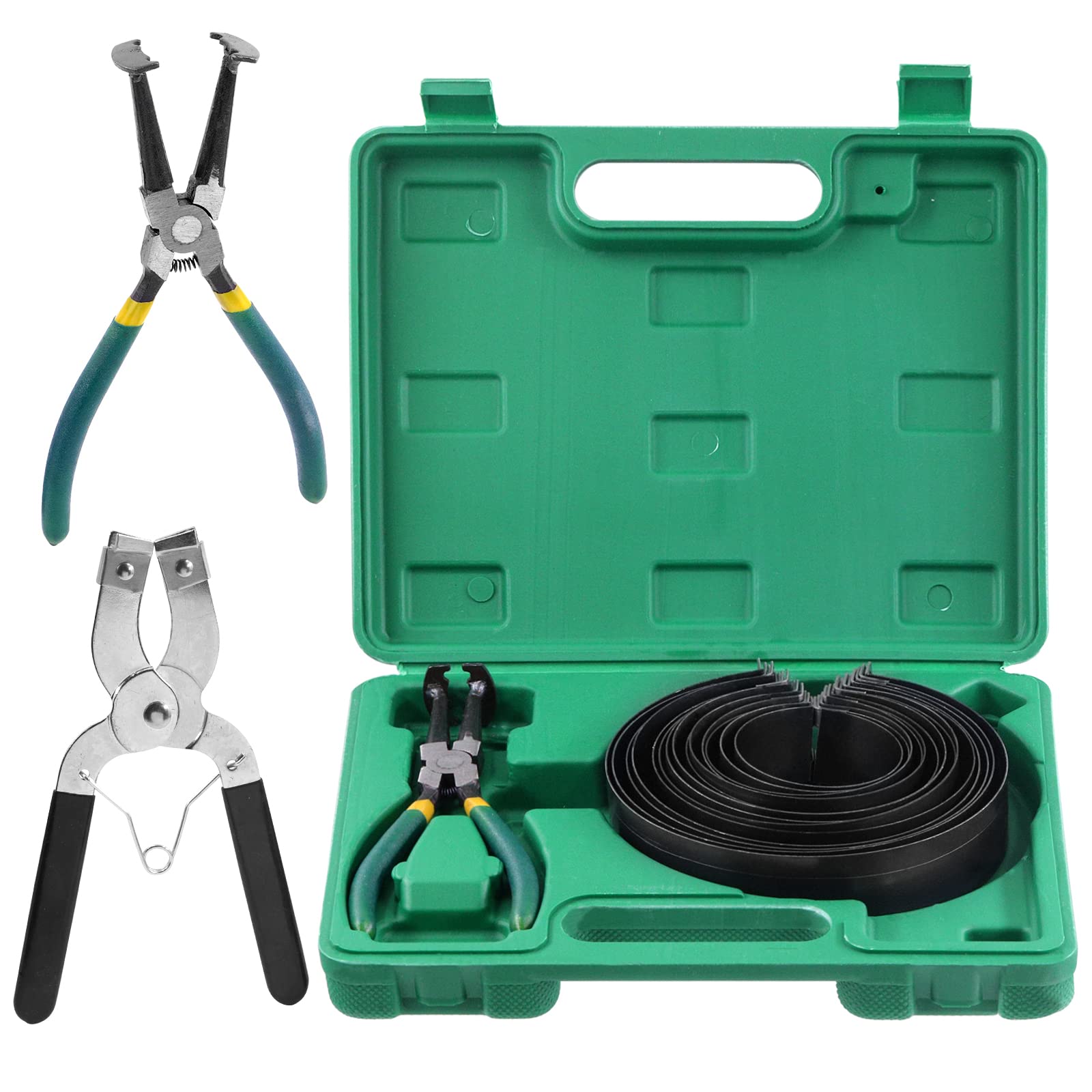 Glarks 15Pcs Auto Engine Piston Ring Compressor Tool Set Including 2Pcs Piston Ring Pliers and 14Pcs Piston Rings (62-145mm/2.44