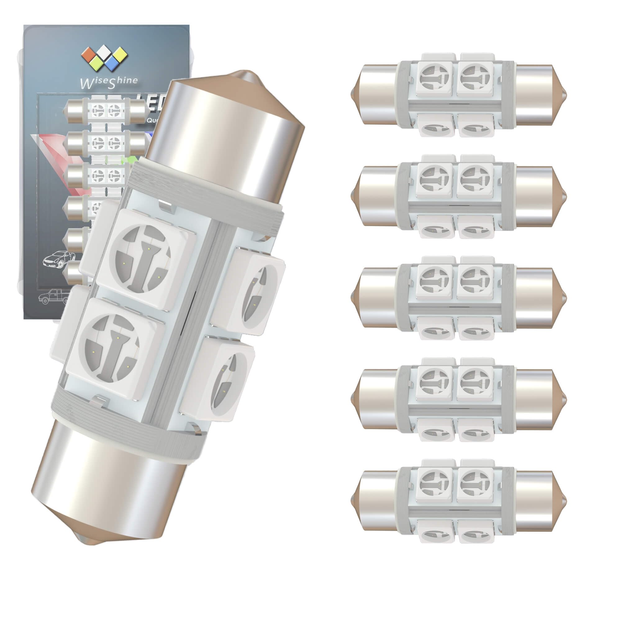 Wiseshine DC 24V 31mm Festoon Dome LED Bulb Blue DE3175 3021 3022 LED Bulbs for Truck Interior Dome Trunk Lights (Pack 6)