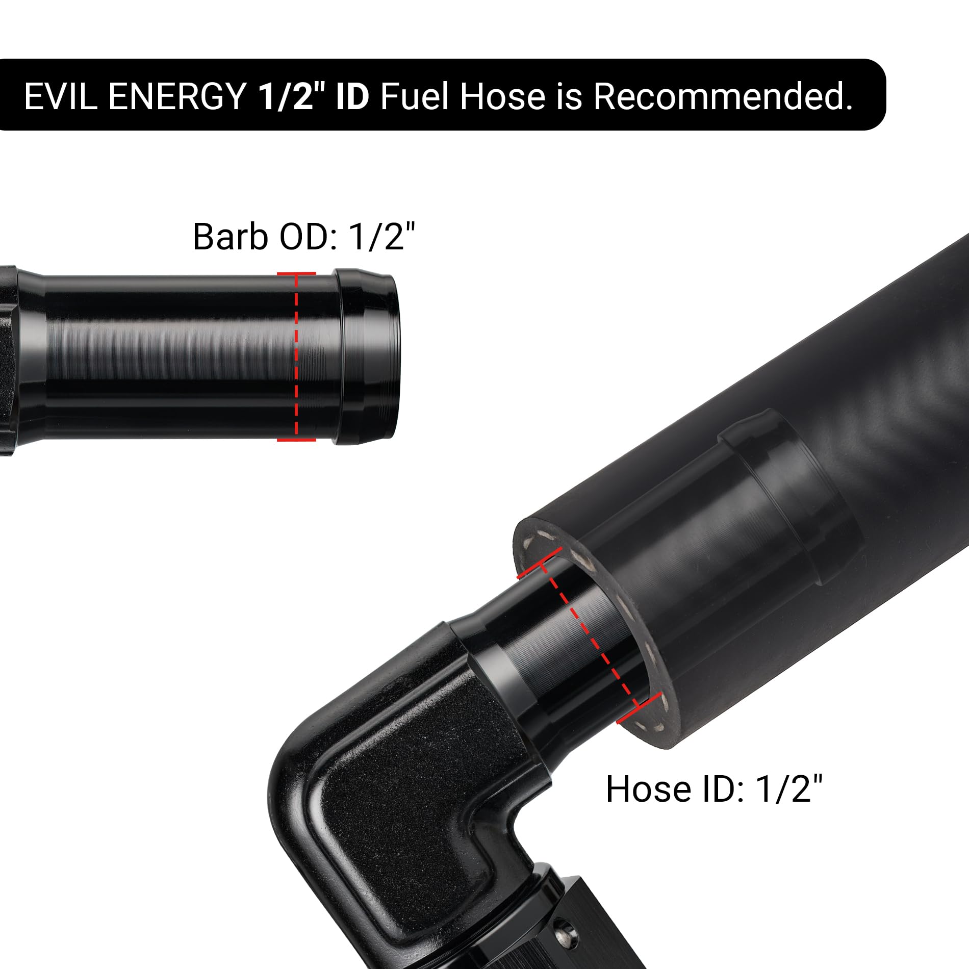 EVIL ENERGY 6AN Female to 1/2'' Barb Hose Fitting 90 Degree Swivel 2PCS