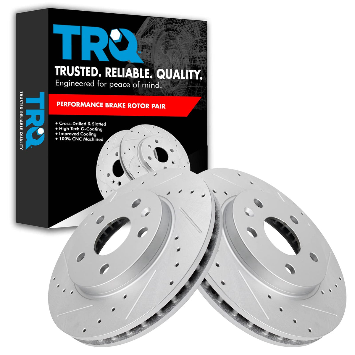 Trq Front Performance Brake Rotors Set Premium G-Coated Compatible With 2012-2016 Buick Lacrosse 2011-2017 Regal 2013-2016 Chevr