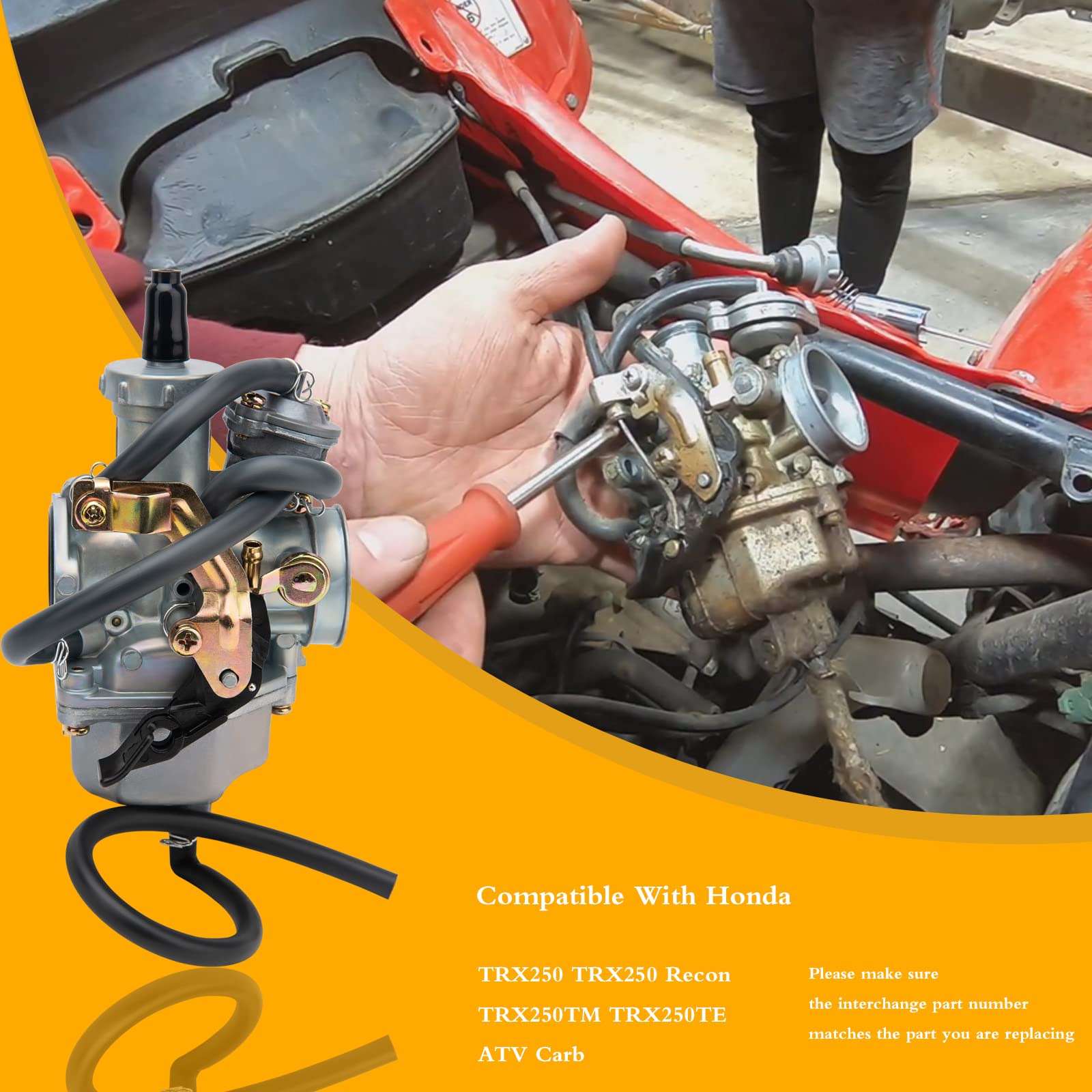 TRX250 Carburetor Compatible With Honda TRX 250 Recon TRX250 Recon TRX250TM TRX250TE ATV Carb TRX250 Carb (with TRX 250 Air Filt