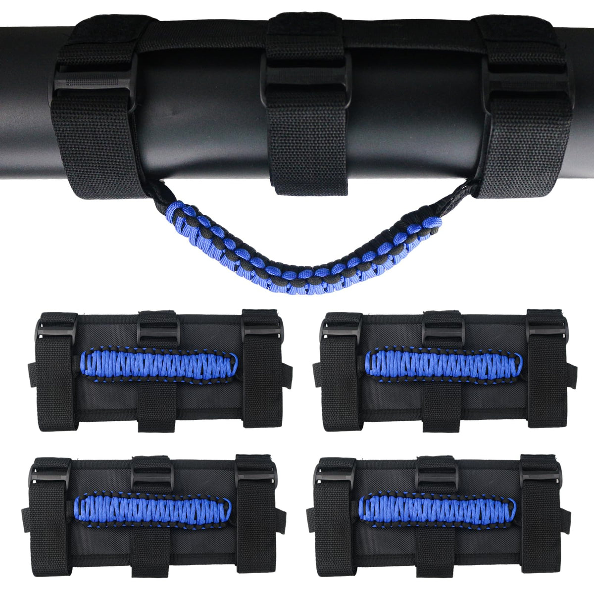 Caqeg Pack Of 4 Jeep Grab Roll Bar Grab Handles Textured Compatible With 2009-2024 Jeep Wrangler Jk Jku Jl Jlu Tj Lj Yj Cj