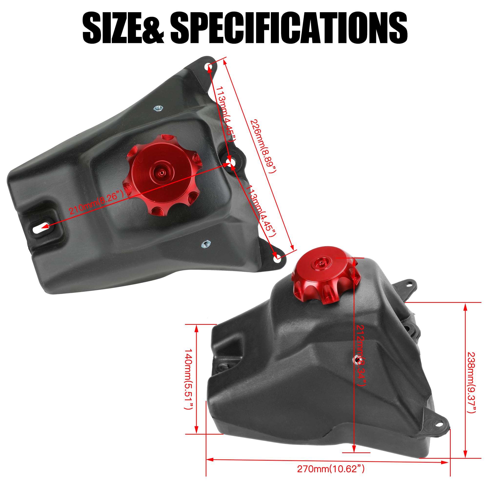 Yoxufa Dirt Bike Gas Fuel Tank For Crf50 Xr50 Ssr125 110Cc 125Cc 50Cc 70Cc Pit Dirt Bike Pitster Pro Sdg 107 Baja 49 Taotao Coolster Roketa Kazuma Yamoto Sunl Eagle Motorcycle Parts
