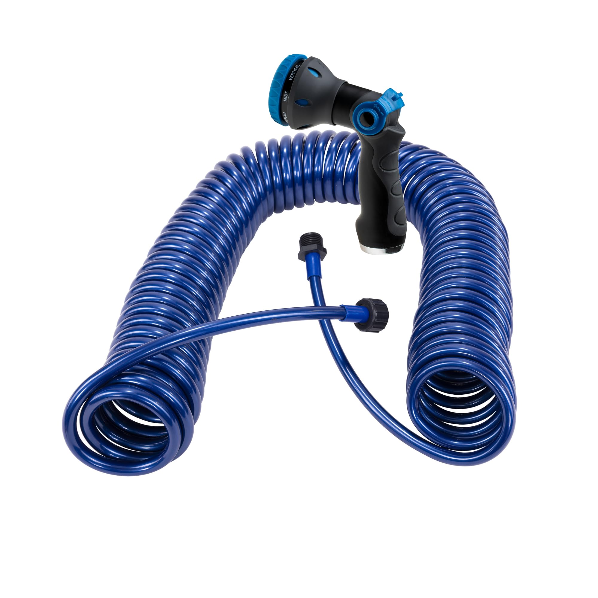 Plastair Marine Salt Water Resistant Premium Polyurethane Springhose | Coiled Drinking Water Safe Hose With 7-Pattern Spray Nozz