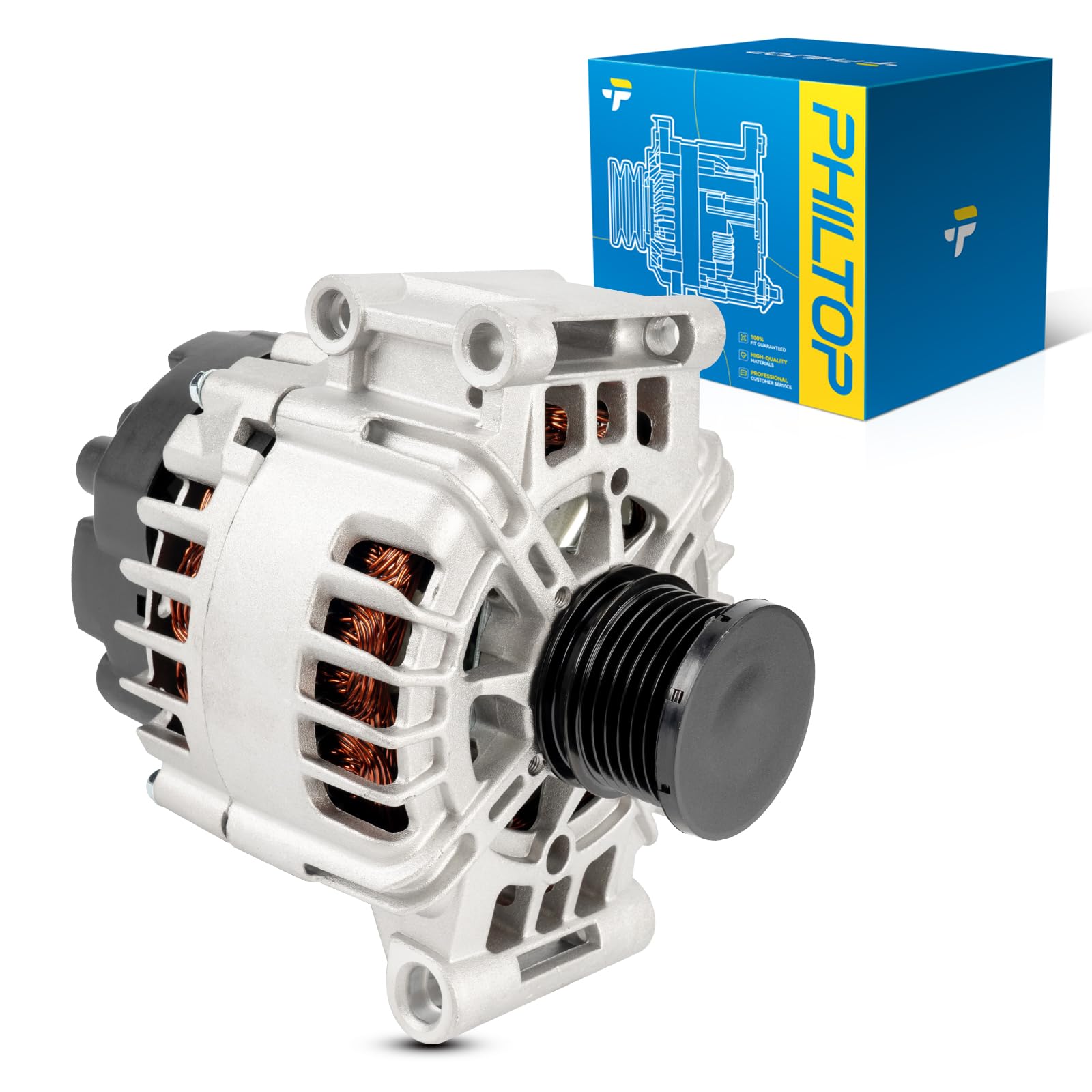 PHILTOP Alternator Compatible with Mini Cooper 2010-2013 All Models, Cooper 2007-2009 2014-2015 1.6L 1.6T Replace 11334N 12V 120