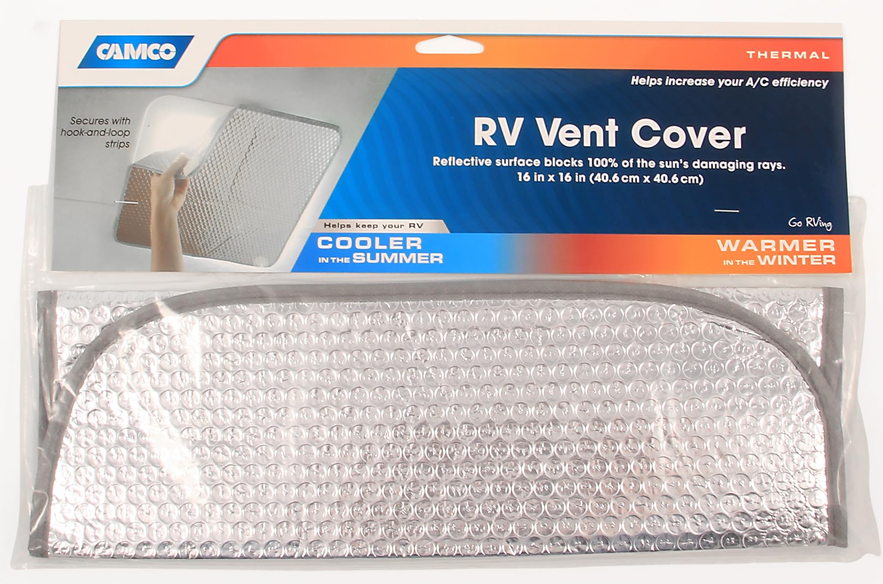 Camco RV Roof Vent Cover - Keeps Camper Warm During Winter & Cooler During Summer - Features Reflective Thermal Layer & Blocks D