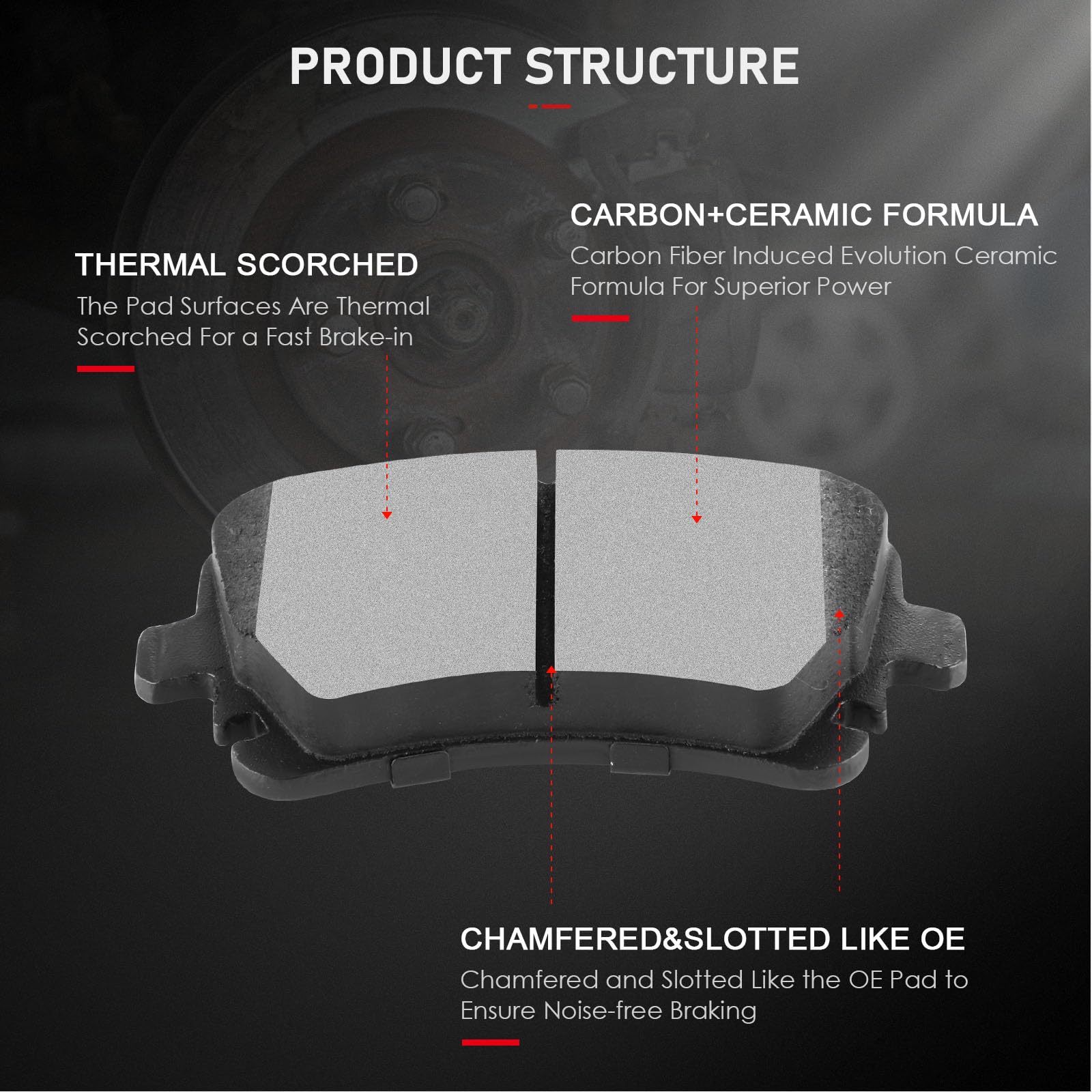 Cciyu D1018 Ceramic Rear Brake Pad Set Fit For Audi A6 Quattro,A8 Quattro,Rs4,Rs6,S4,S6,S8,91-12 Bentley Continental,04-06 For V