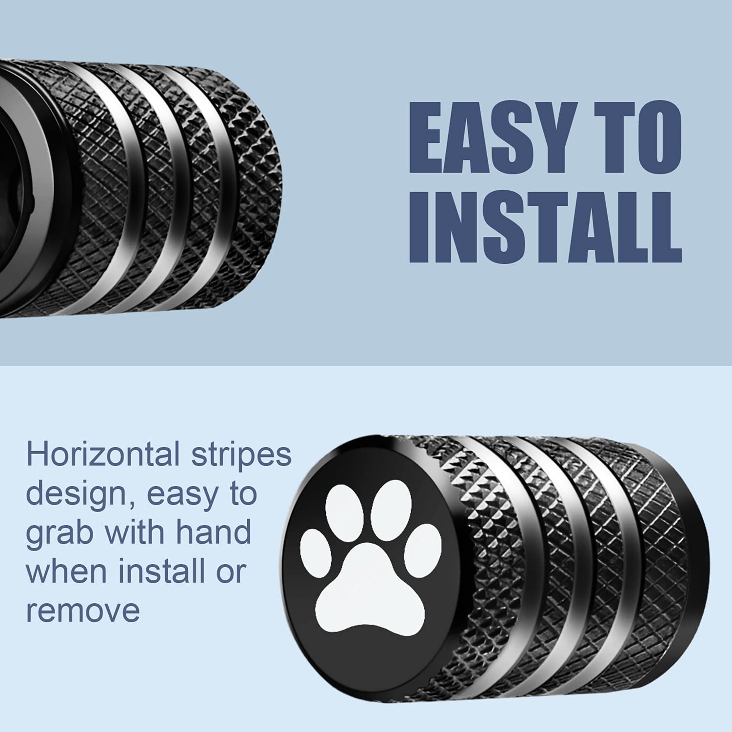 Tire Valve Stem Cap Cover - (5 Pack) Tire Air Caps Metal With Plastic Liner Corrosion Resistant Leak-Proof Cat/Dog Paw For Car Truck Motorcycle Bike Black