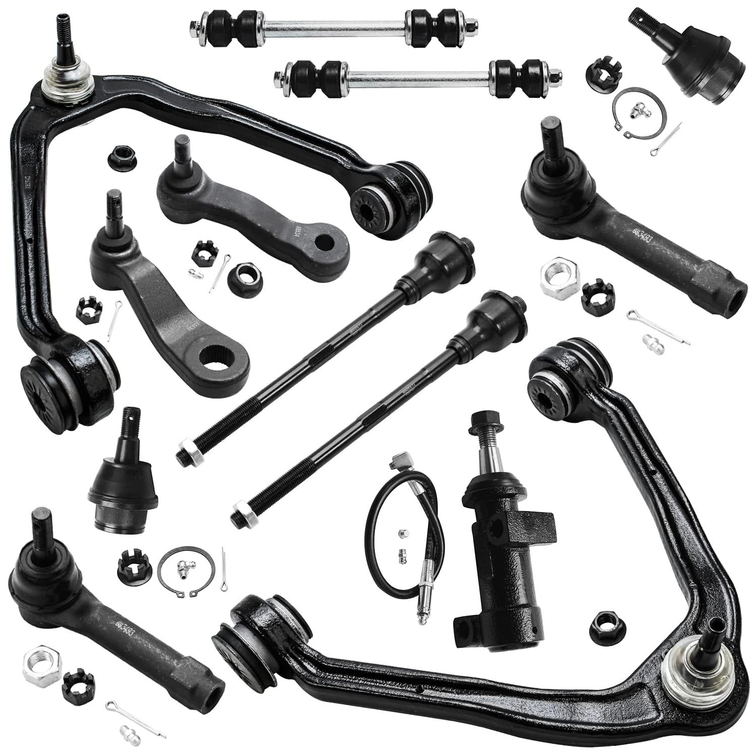 Detroit Axle - Front End Kit For Silverado Sierra 1500 Yukon Gmc Chevy Tahoe Cadillac Escalade, Upper Control Arms Lower Ball Jo