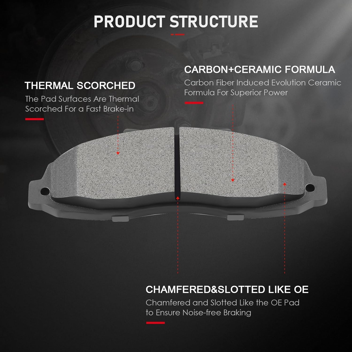 Cciyu D679 4Pcs Front Ceramic Brake Pads Kits 1999-2006 For Dodge,1997-2003 For Ford,1998-2002 For Lincoln