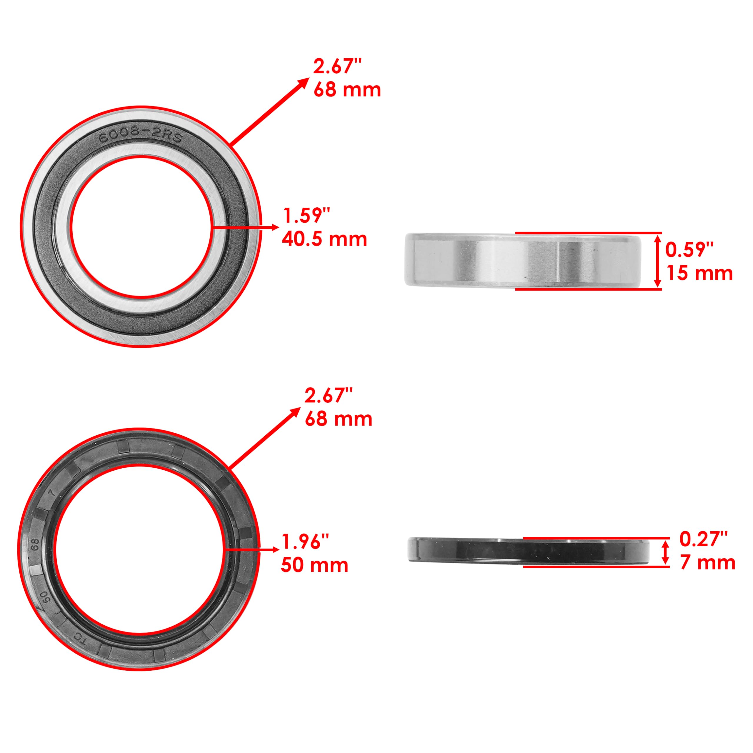 Caltric Rear Axle Bearings Seals Spacer And Bearing Carrier Kit Compatible With Suzuki Lt-Z400 Ltz400 Quadsport 2003/64715-07G00 64715-07G0V 64731-07G00