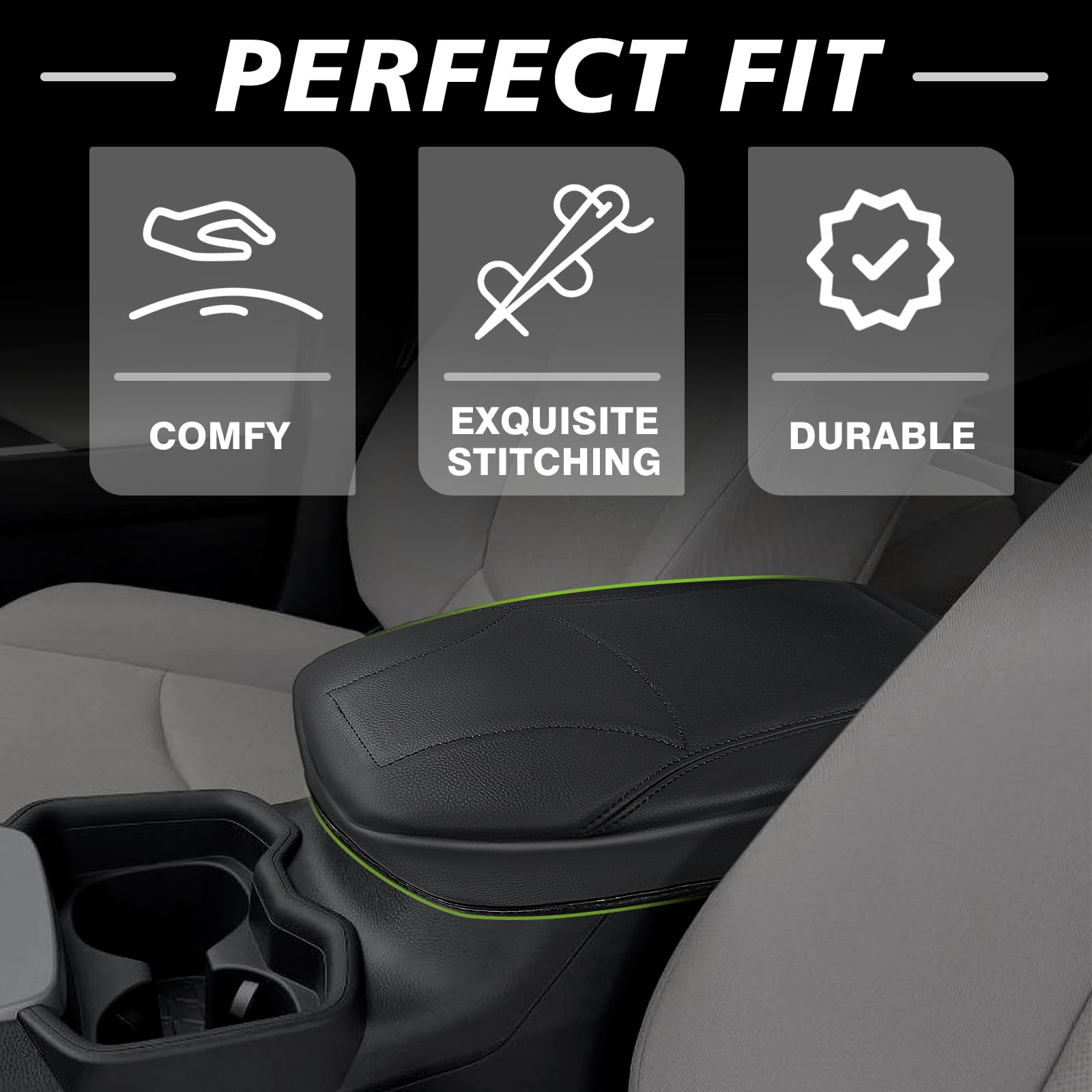 Muslogy Center Console Armrest Cover Compatible With Toyota Rav4 2019-2025 Comfort Armrest Pad Arm Rest Cushion Vegan Leather Pr