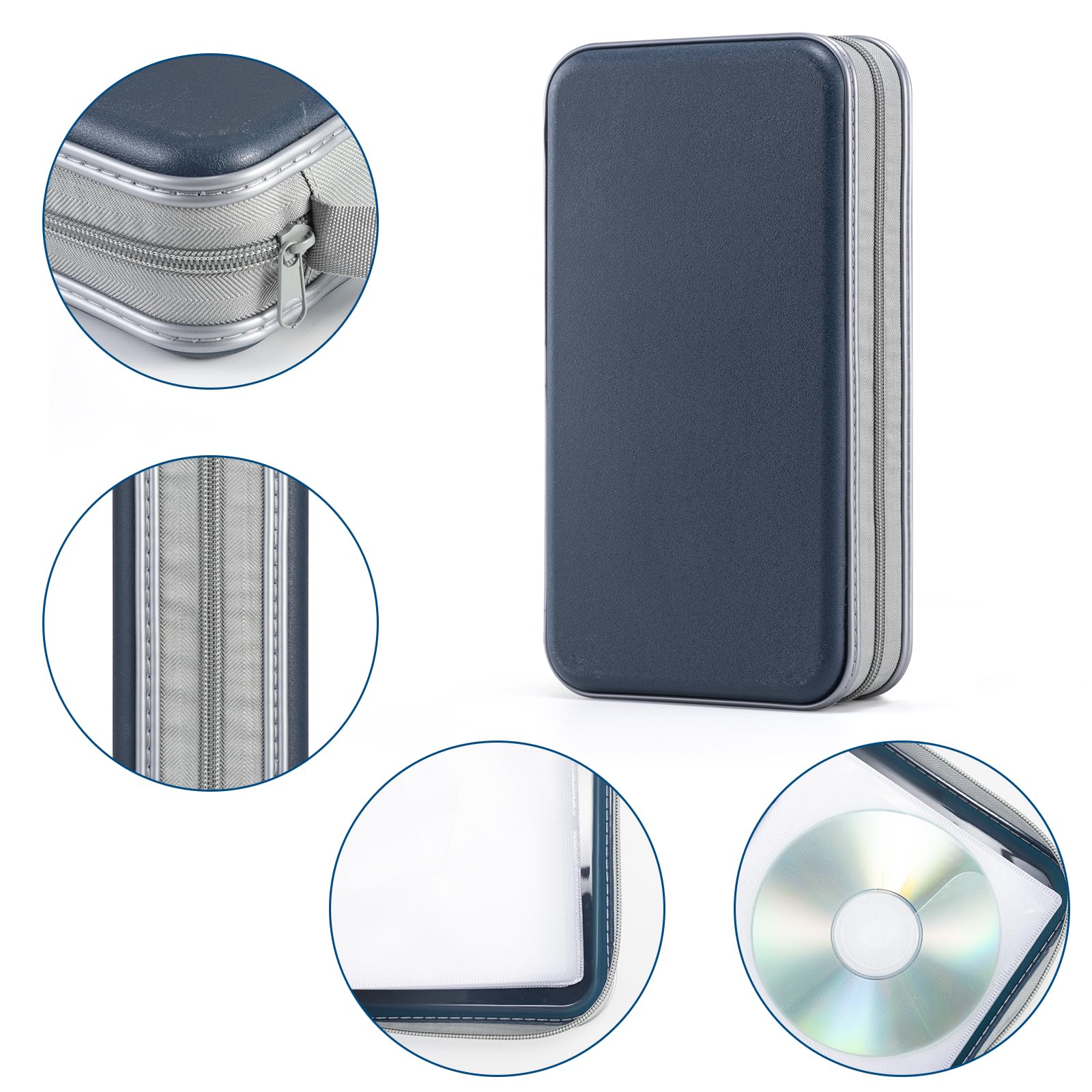 LIOVODE DVD Case, 96 Capacity CD Case Portable CD Case Holder Storage Hard Plastic DVD CD Wallet Holder Organizer for Car (Dark