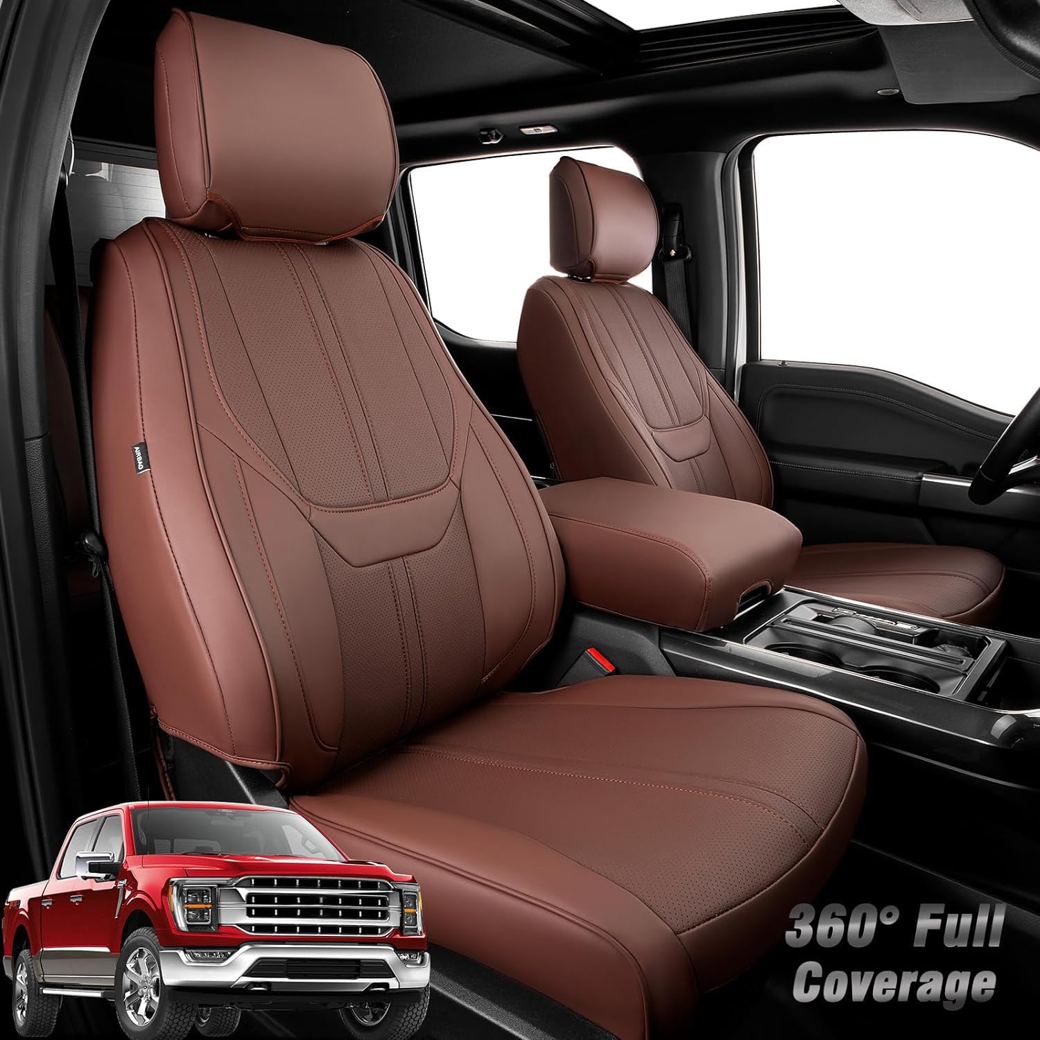 Super Cover for Ford F150 Seat Covers 2015-2025, Full Covered Leather Truck Pickup Seat Protectors Waterproof for F150 2024 2023