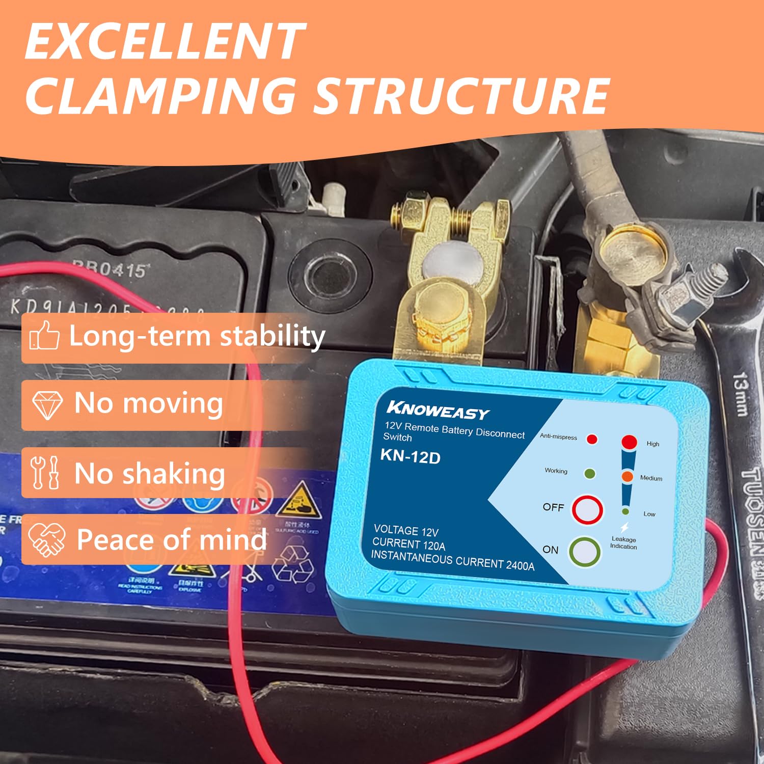 Knoweasy Car Remote Battery Disconnect Switch 12V 120A Automatic Power Shut Off Switch with Manual Contro Perfect for Car, Boat,
