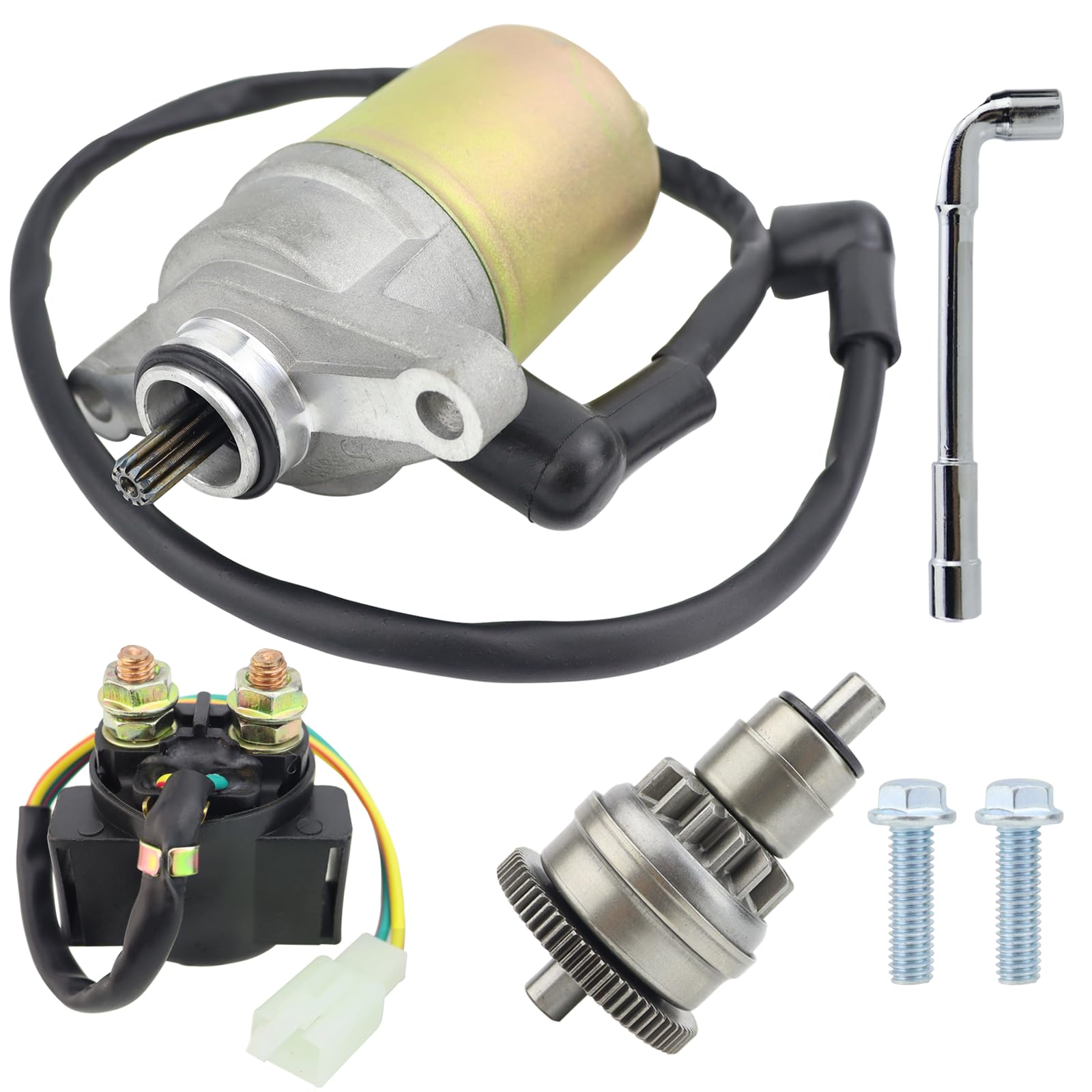 STABSOLI Starter Motor & Drive & Solenoid Relay Fit for GY6 47cc 49cc 50cc 60cc 80cc 100cc Scooter Moped ATV Go Karts Taotao SUN