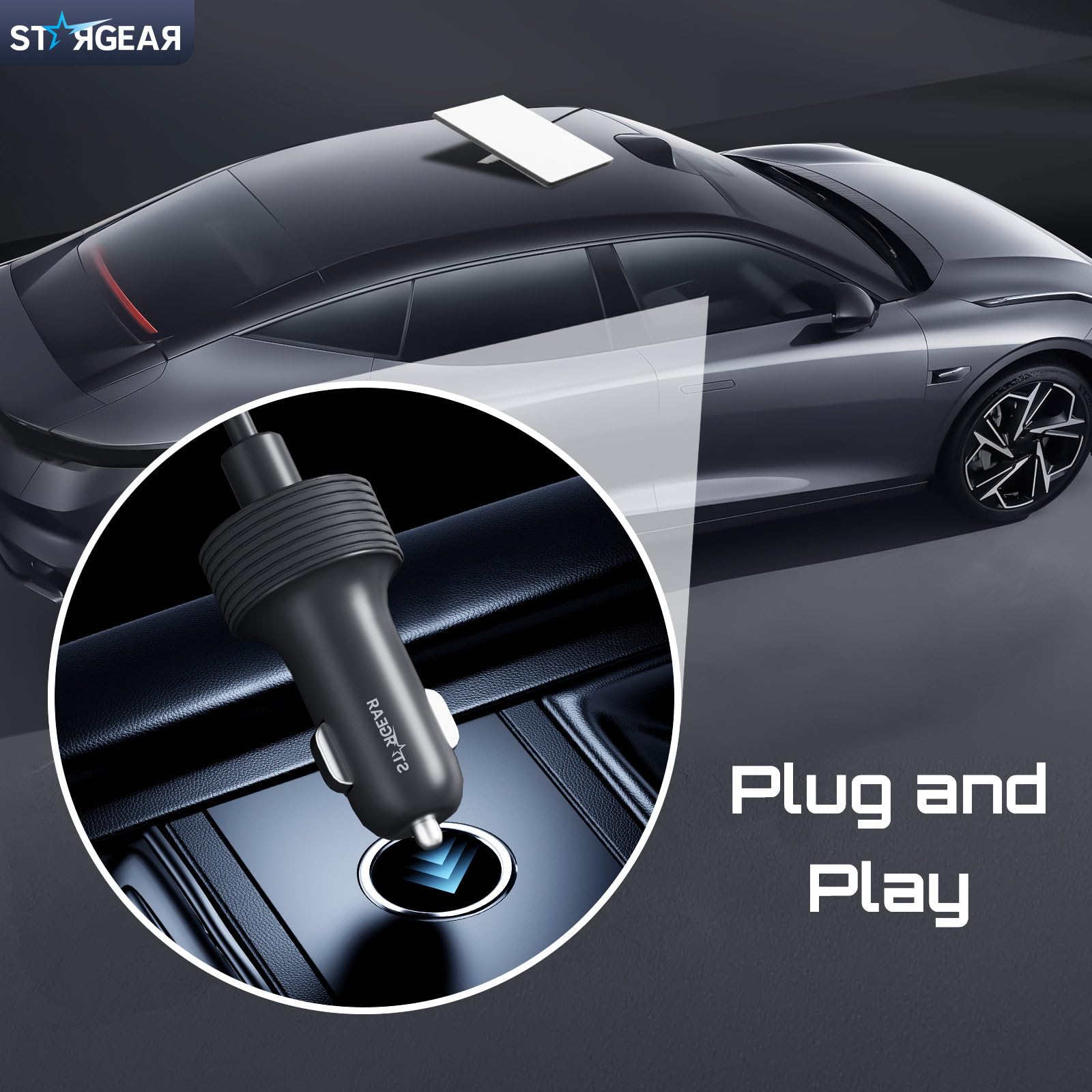 Stargear Starlink Mini Cable 12V 3M/10FT, Starlink Mini Accessories 16AWG Cigarette Lighter to DC Cord, Starlink Cable 12V-48V C