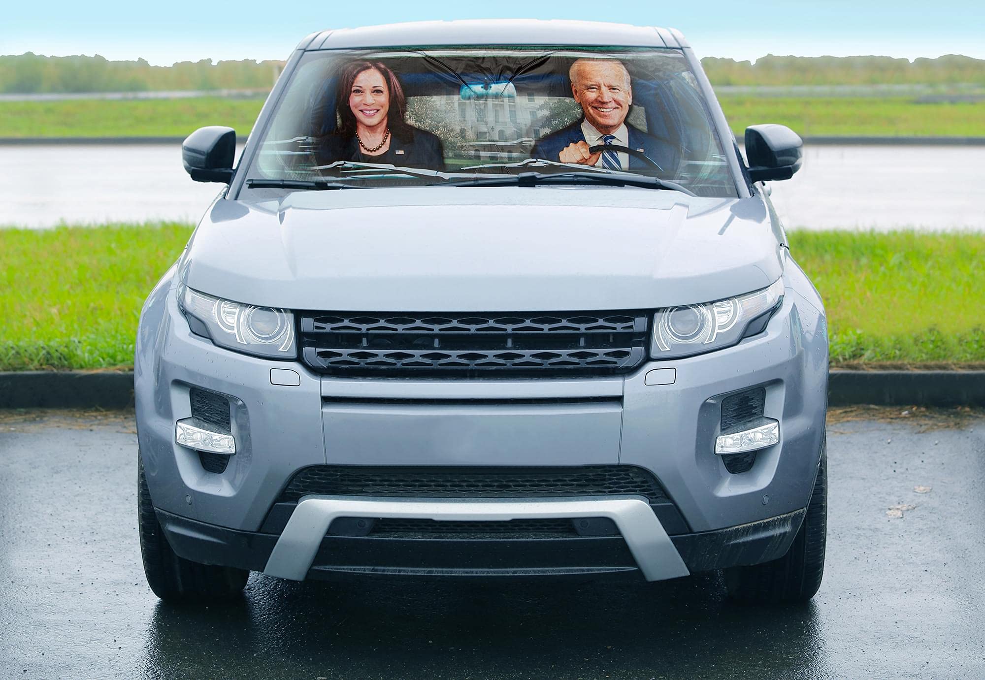 Toynk President Biden And Vp Harris Sunshade For Windshield | Foldable Sun Visor Protector For Cars, Trucks, Suvs | Blocks Uv Rays, Sun Glare | 64 X 32 Inches