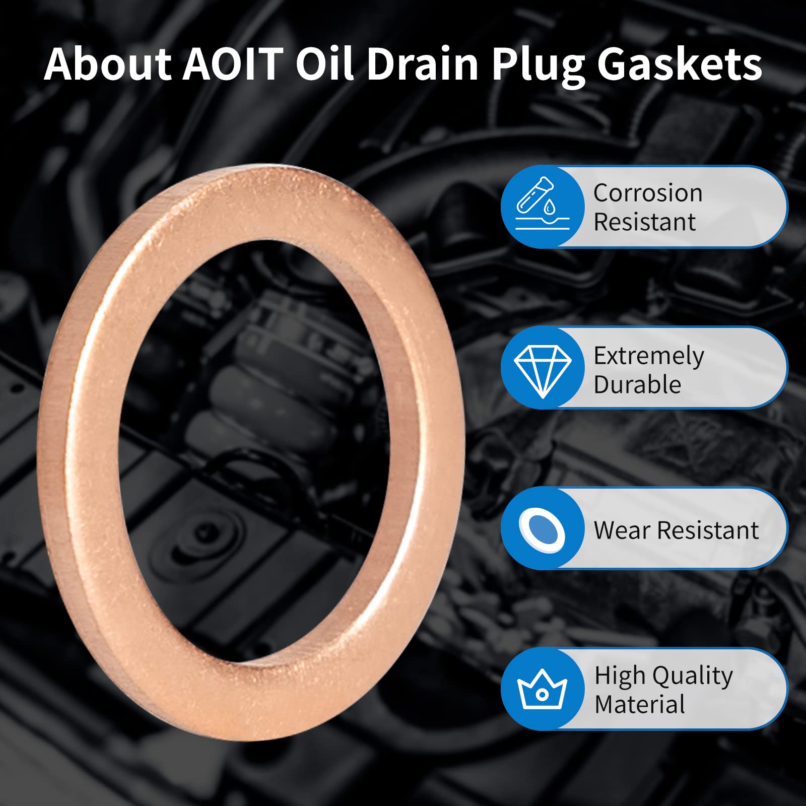 M12 Copper Oil Drain Plug Crush Washer Gasket Fits For Bmw, M12 X 17 X 1.5, 10 Pack