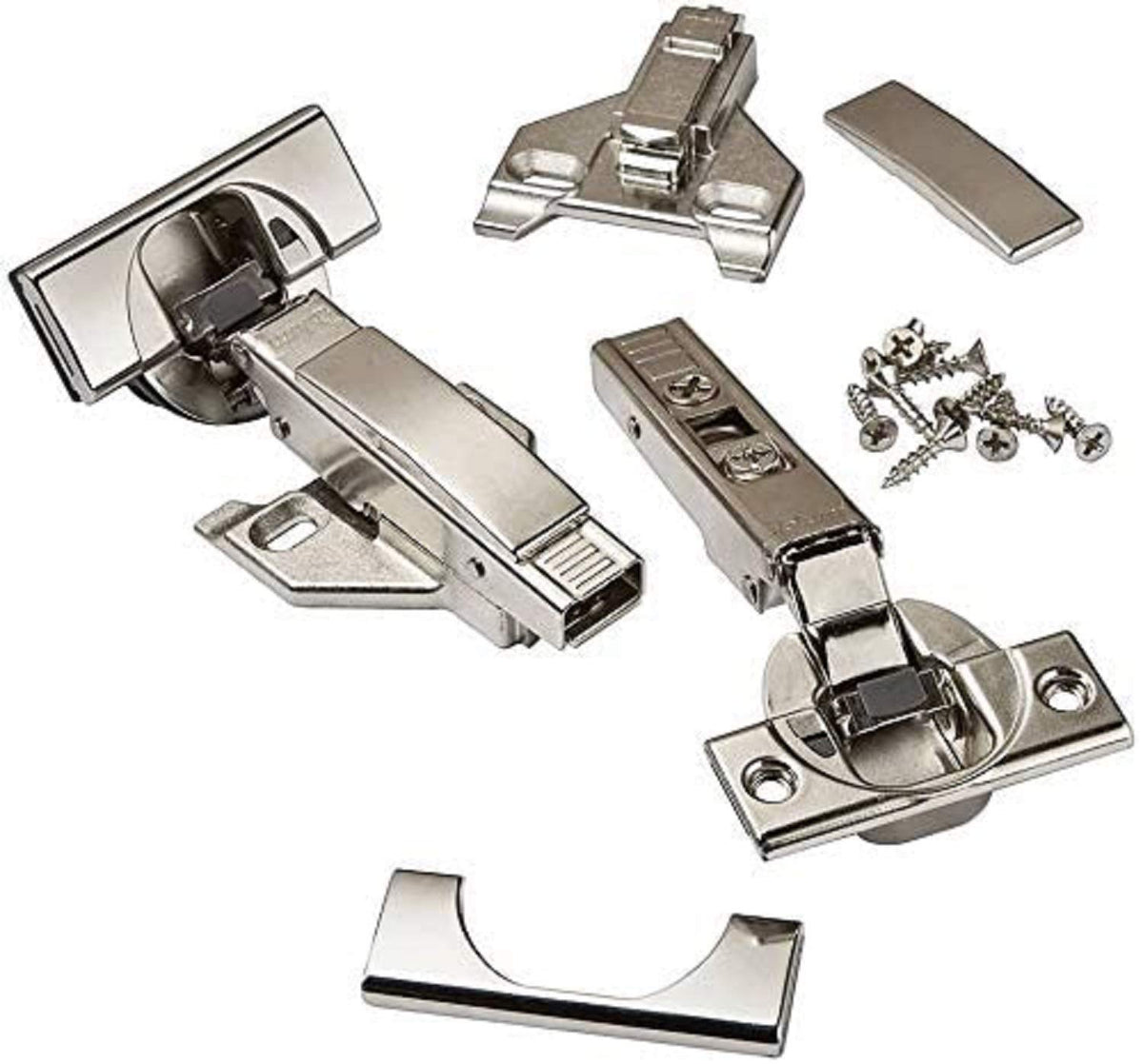 Blum CLIP top BLUMOTION Soft Close Hinges, 110 degree, Self Closing, FACEFRAME with Mounting Plates, and hinge cover plates (1/2 to 3/4” Overlay - Premium - 8 Pack)