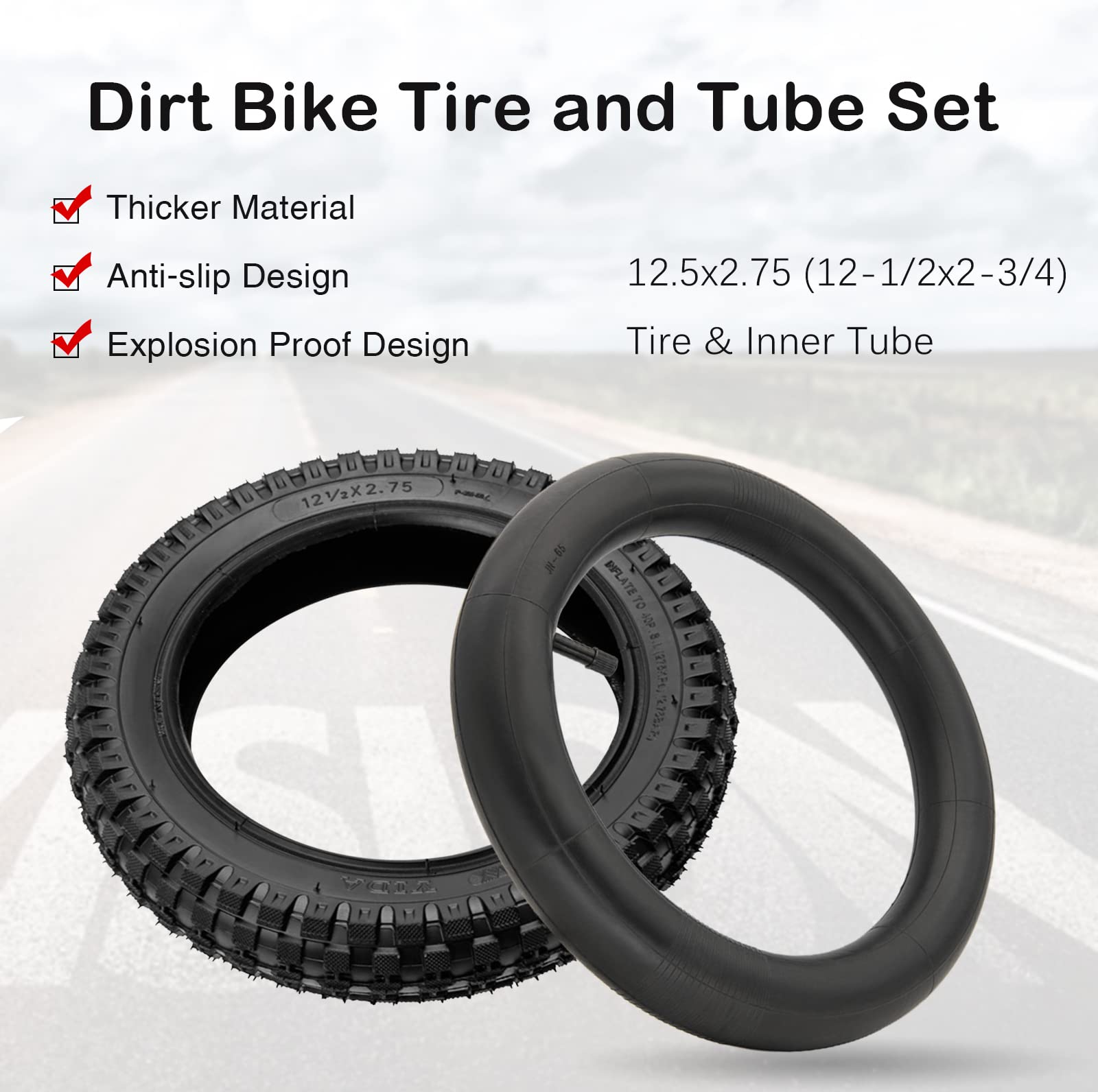 NOTETOUPT 12.5x2.75 Off-Road Tire & Inner Tube Set for Dirt Bikes, Scooters & More
